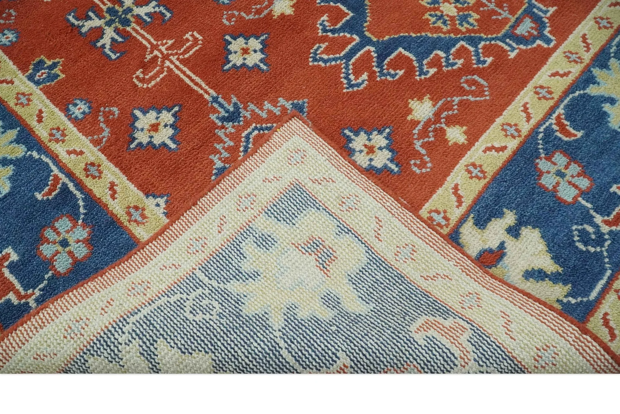 Brown, Blue and Beige Traditional Oriental Hand Knotted Multi Size Wool Area Rug - Image 8