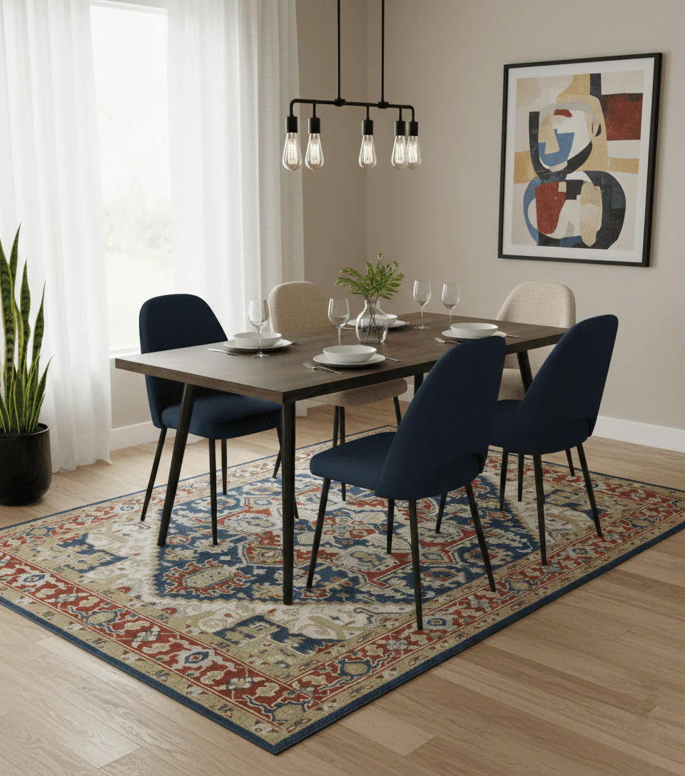 Custom Made Brown, Blue, Ivory and Olive Hand knotted Traditional Heriz Medallion Wool Area Rug - Image 2