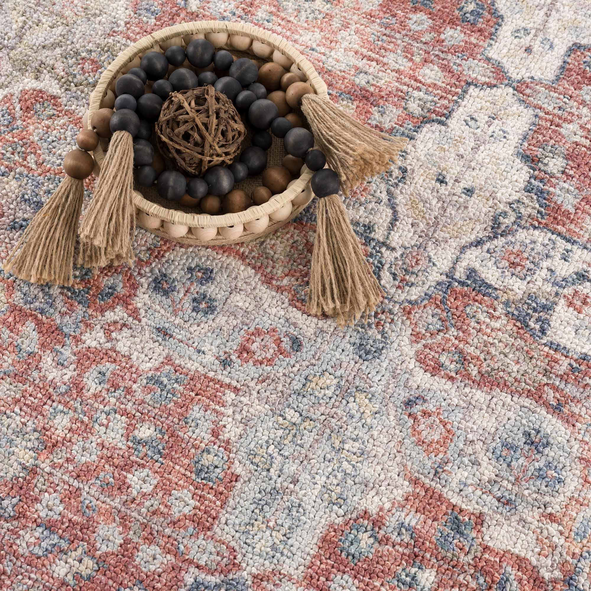Brown, Blue, Silver and Green Traditional Design With Rubber Backing Washable Area Rug - Image 12
