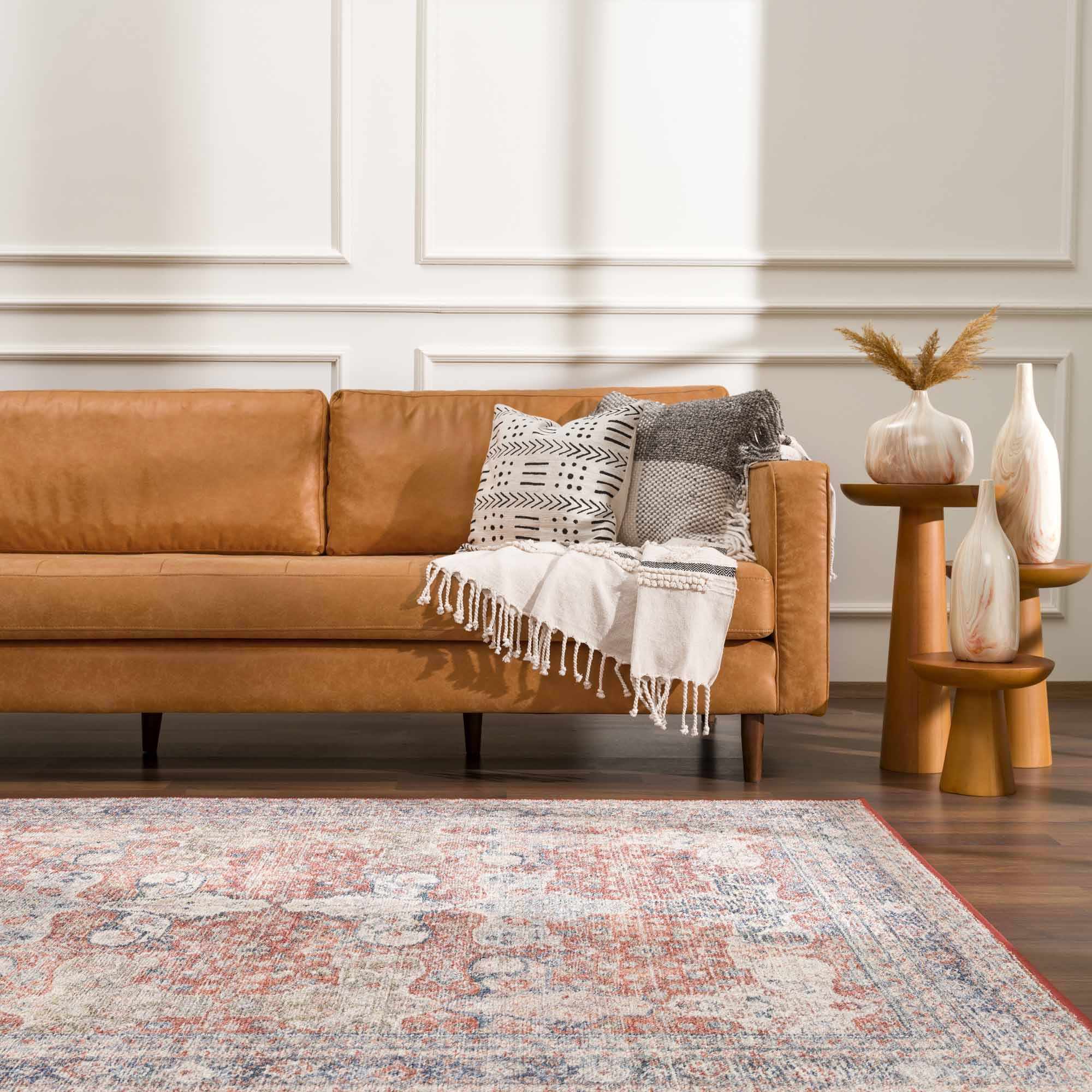 Brown, Blue, Silver and Green Traditional Design With Rubber Backing Washable Area Rug - Image 16