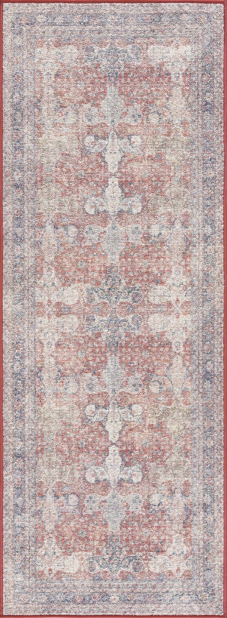 Brown, Blue, Silver and Green Traditional Design With Rubber Backing Washable Area Rug - Image 3