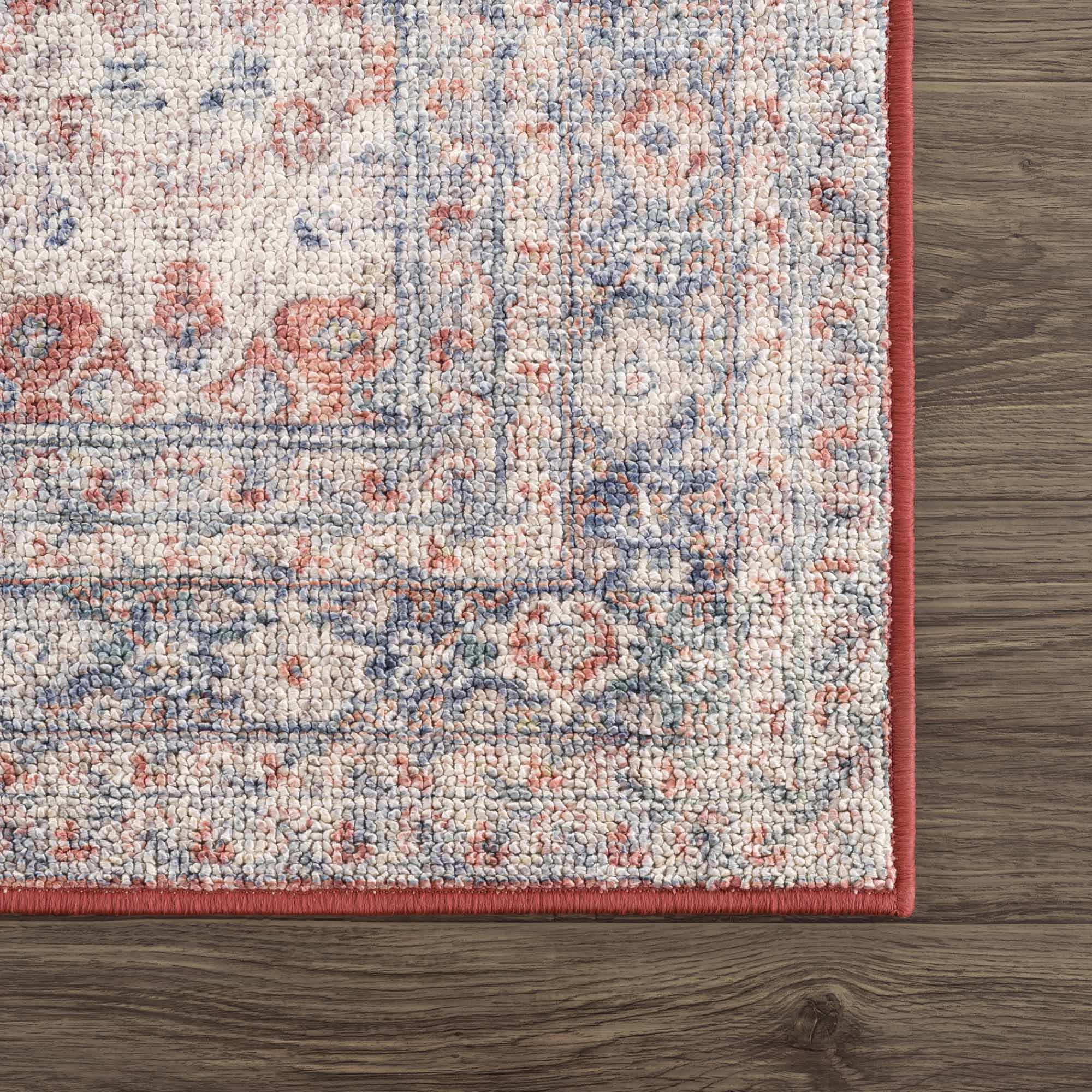 Brown, Blue, Silver and Green Traditional Design With Rubber Backing Washable Area Rug - Image 9
