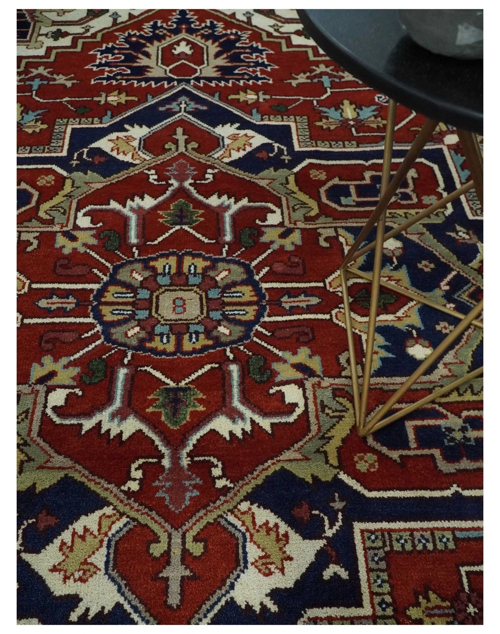 Custom Made Traditional Brown, Ivory and Blue Hand knotted Multi Size wool Area Rug - Image 2