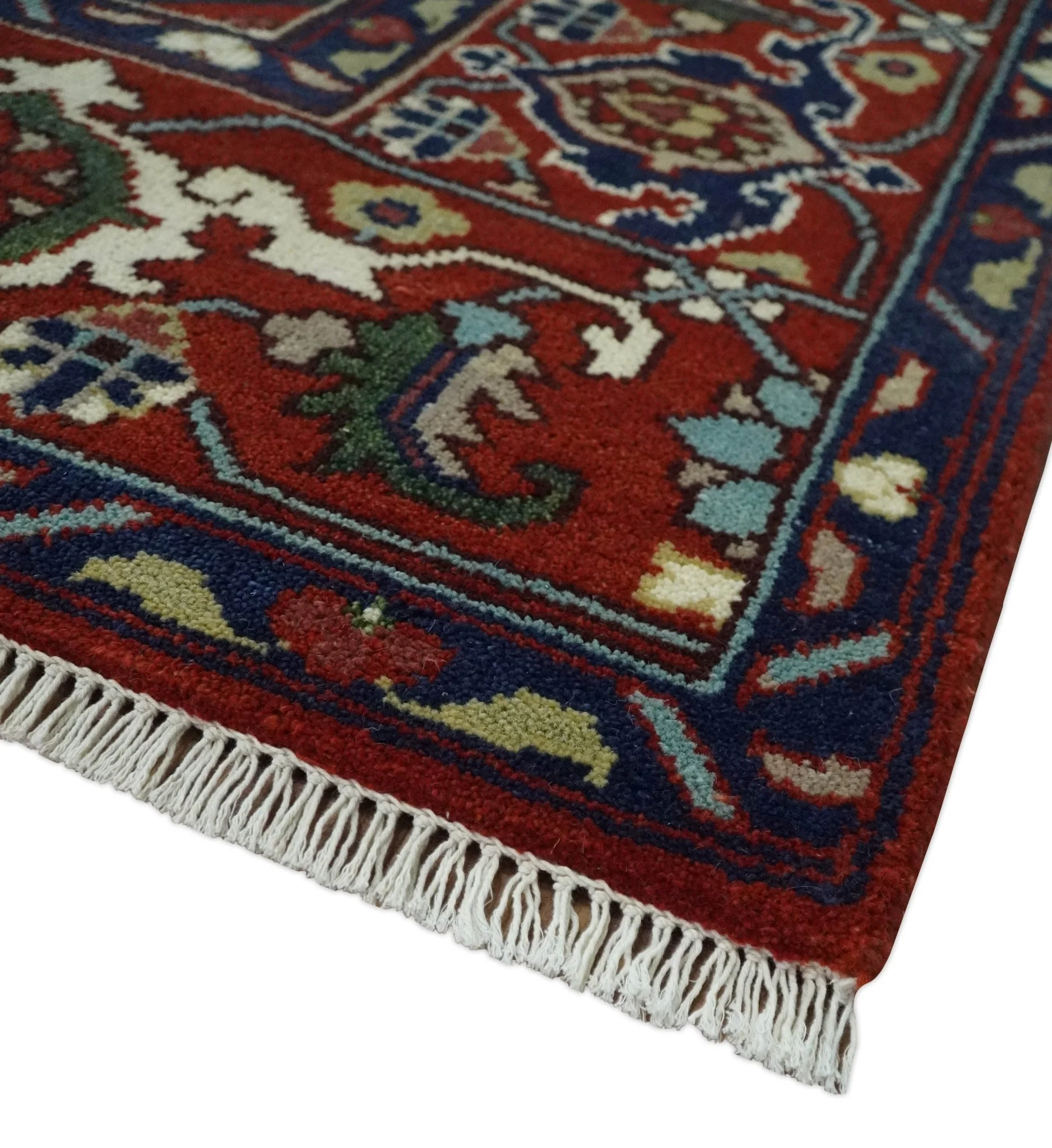 8x10 and 9x12 Traditional Rust, Ivory and Blue Hand knotted wool Area Rug - Image 5