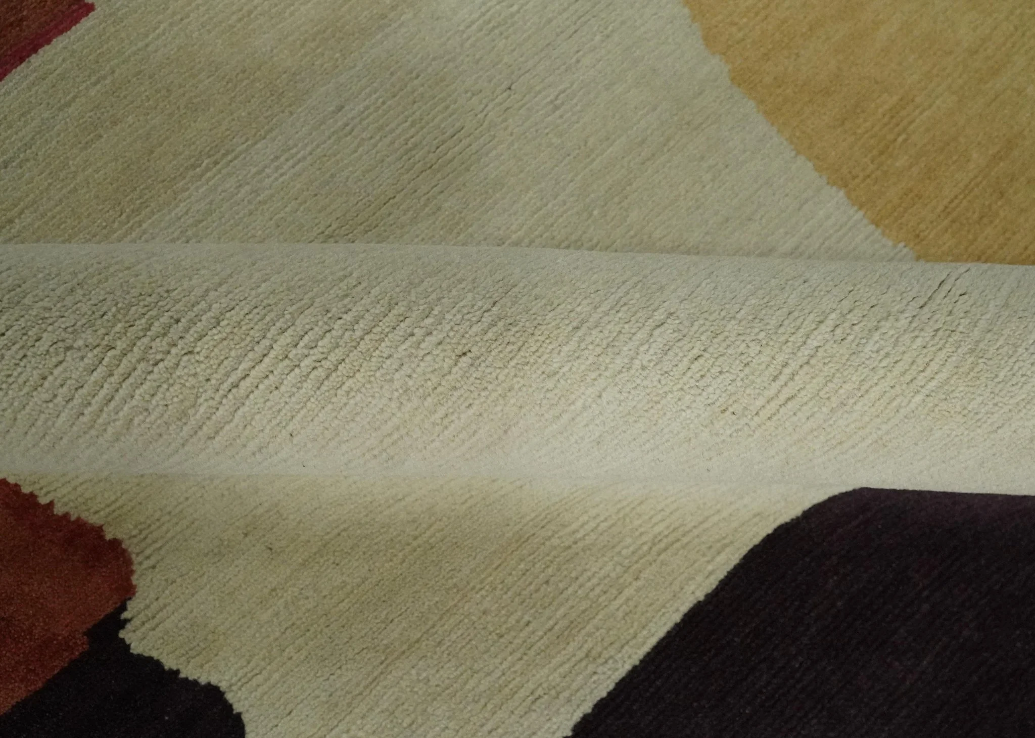 Brown, Ivory, Beige and Rust Modern Abstract Hand knotted 5X6.6 Wool Area Rug - Image 7
