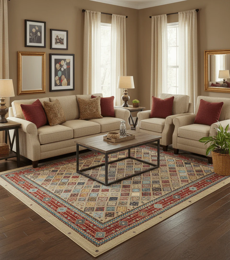 Brown Modern Geometrical Design 8x10 Hand Knotted wool Area Rug - Image 2