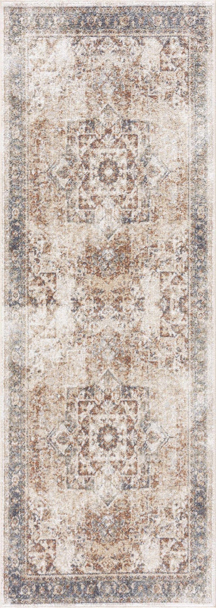 Antique Finish Brown, Silver and Charcoal Traditional Design Washable Area Rug - Image 13