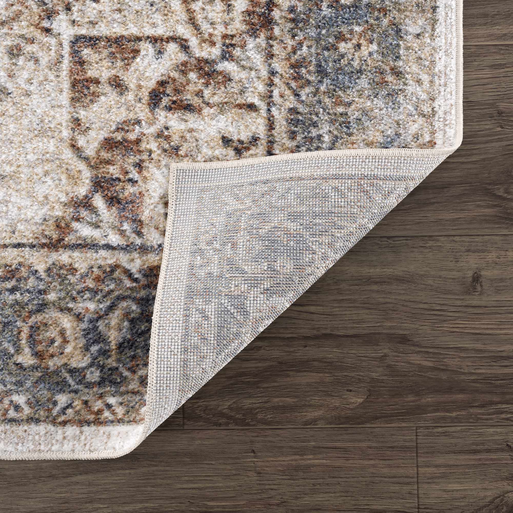 Antique Finish Brown, Silver and Charcoal Traditional Design Washable Area Rug - Image 14