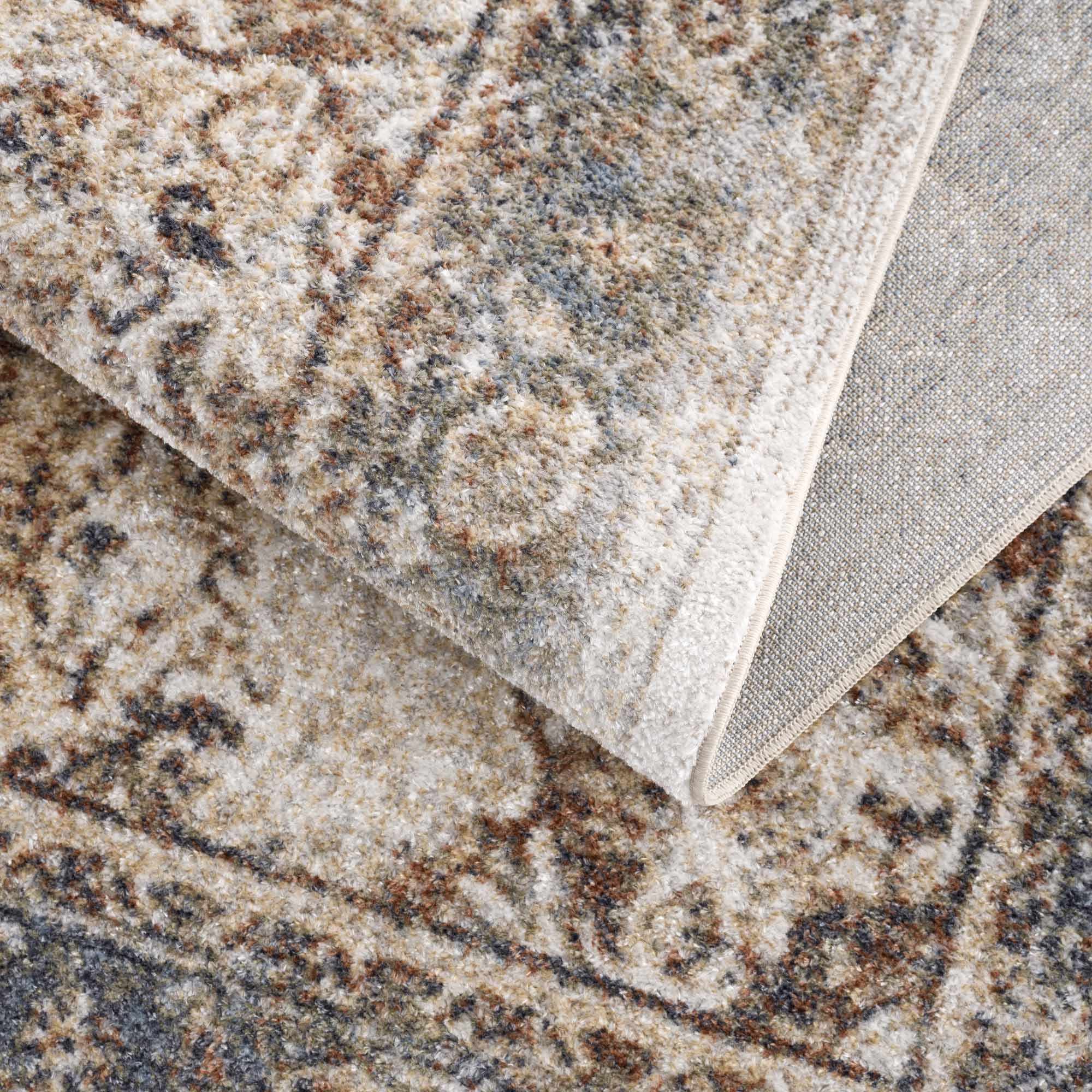 Antique Finish Brown, Silver and Charcoal Traditional Design Washable Area Rug - Image 16