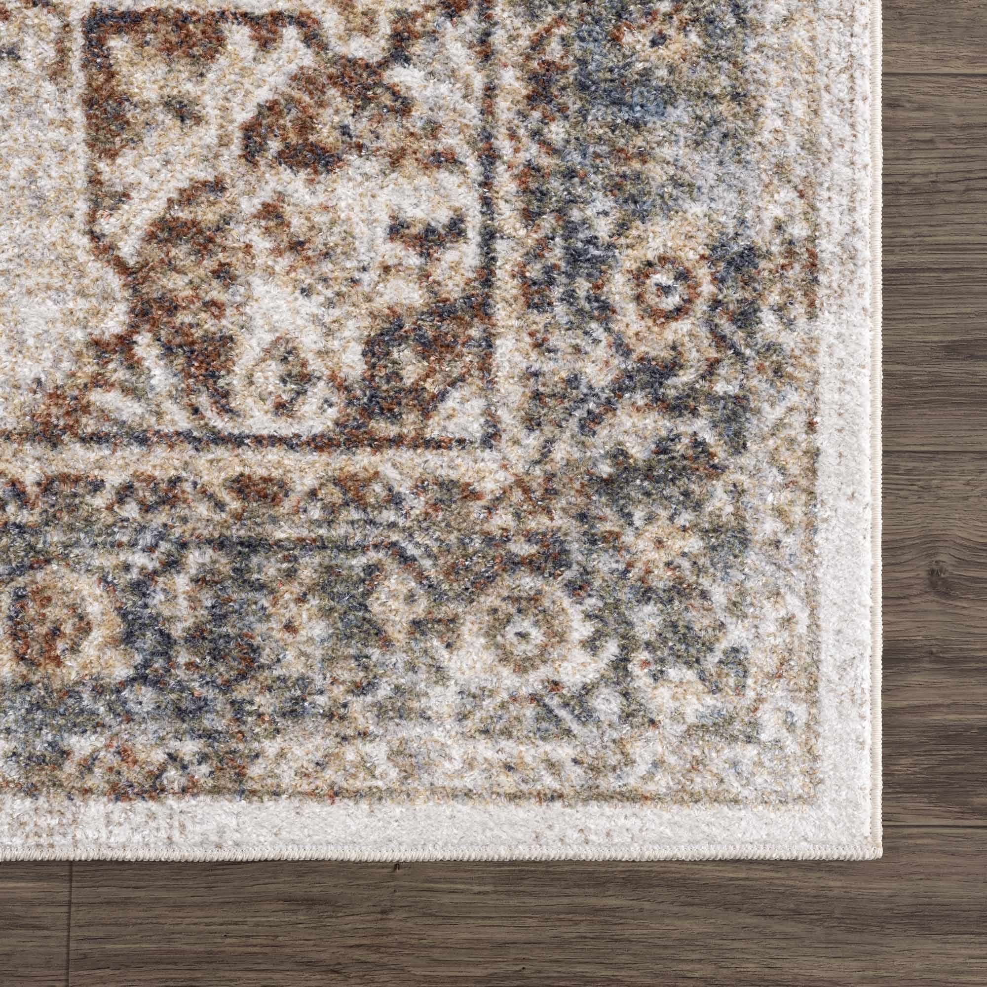 Antique Finish Brown, Silver and Charcoal Traditional Design Washable Area Rug - Image 19