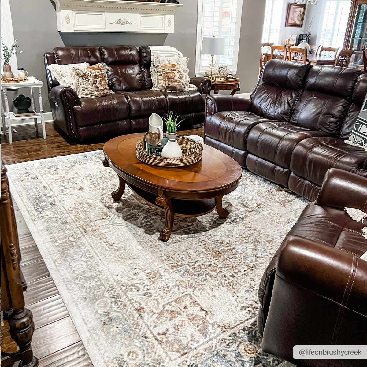 Antique Finish Brown, Silver and Charcoal Traditional Design Washable Area Rug - Image 8