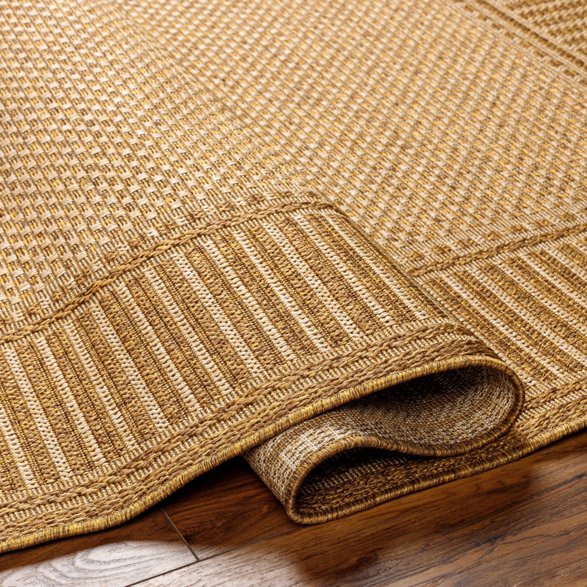 Camel And Beige Flatweave Faux Jute Rug - Image 6