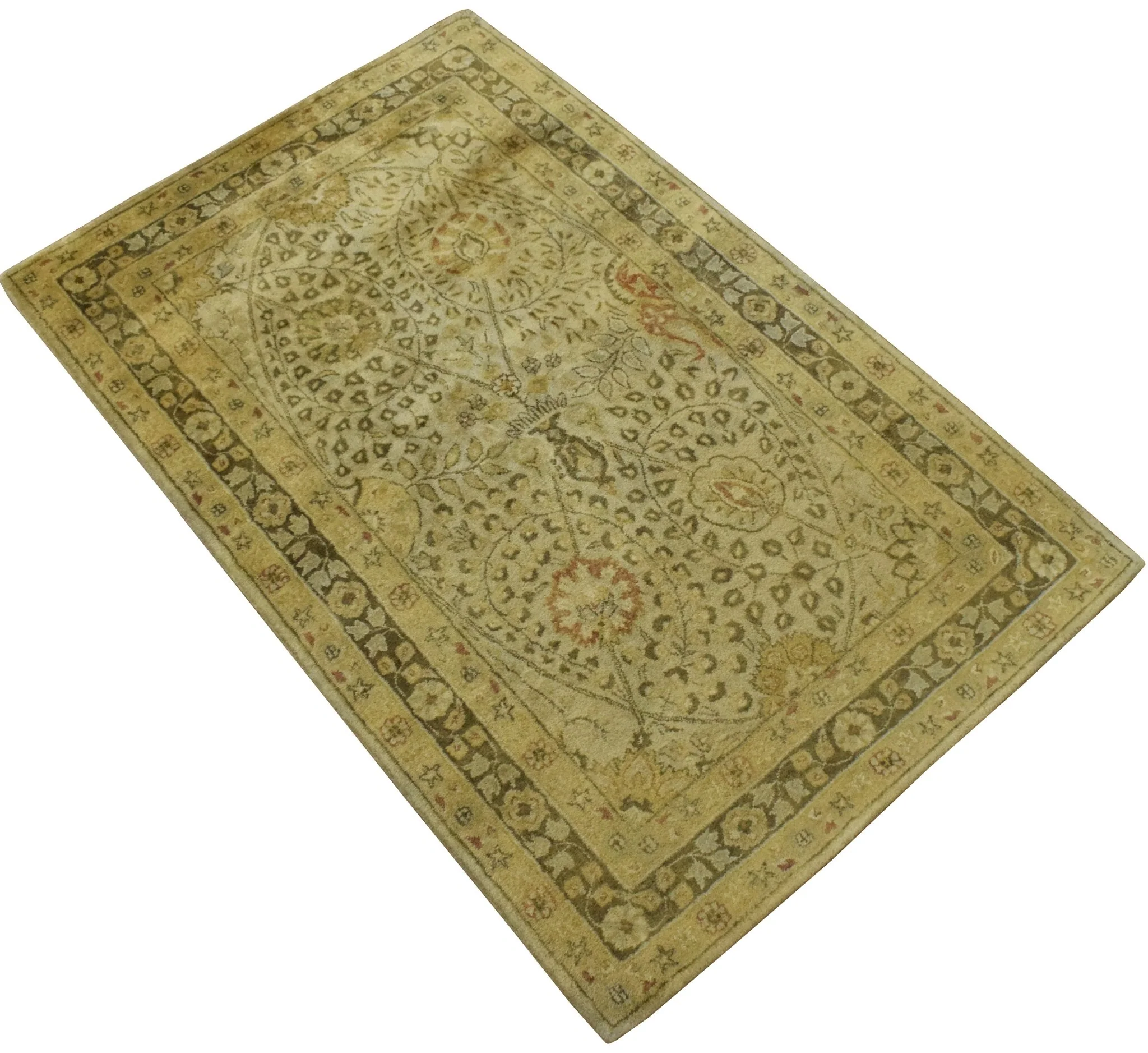 Luxury Antique Camel and Brown Floral Wool Area Rug | TUF29 - Image 3