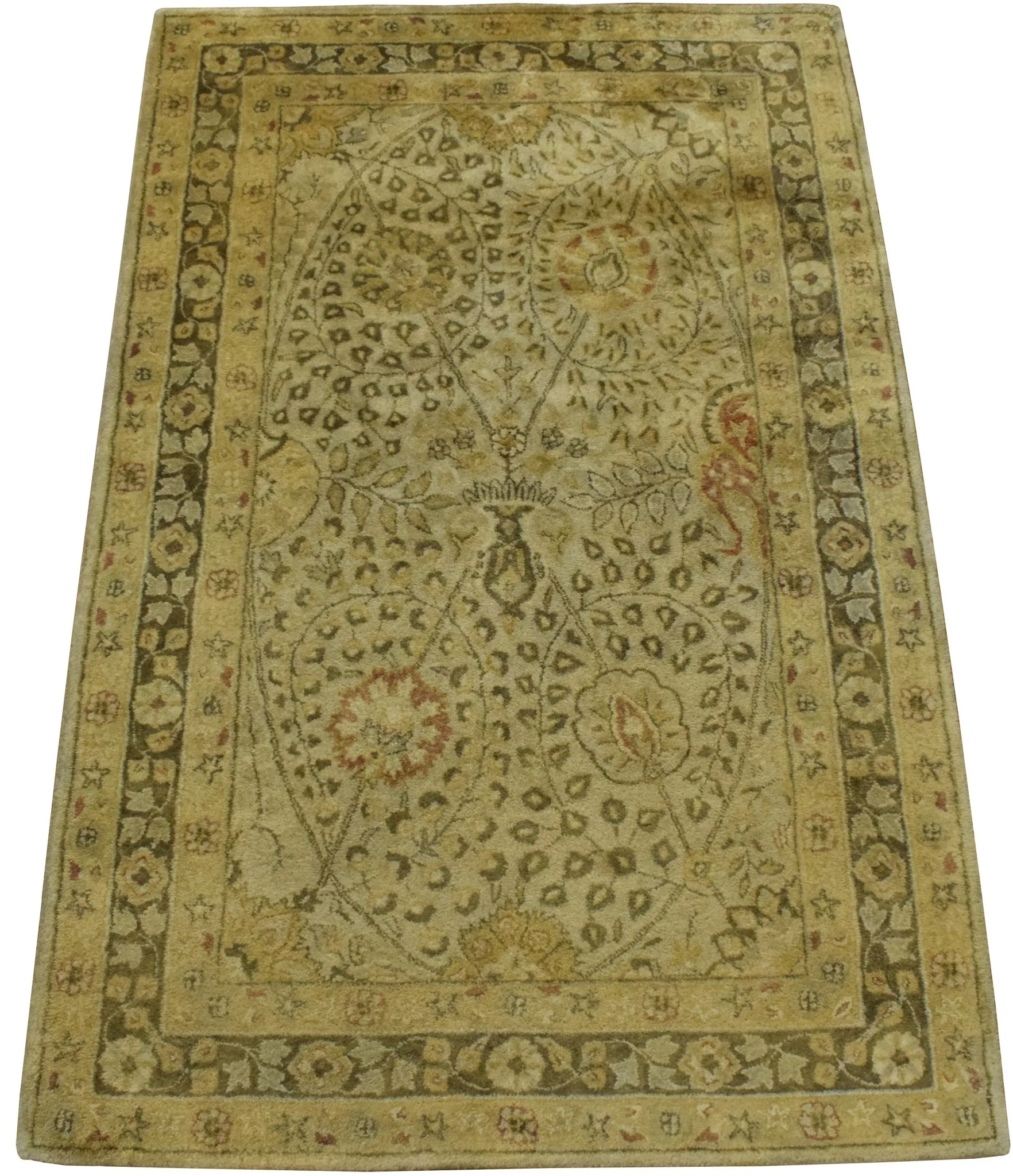 Luxury Antique Camel and Brown Floral Wool Area Rug | TUF29 - Image 4