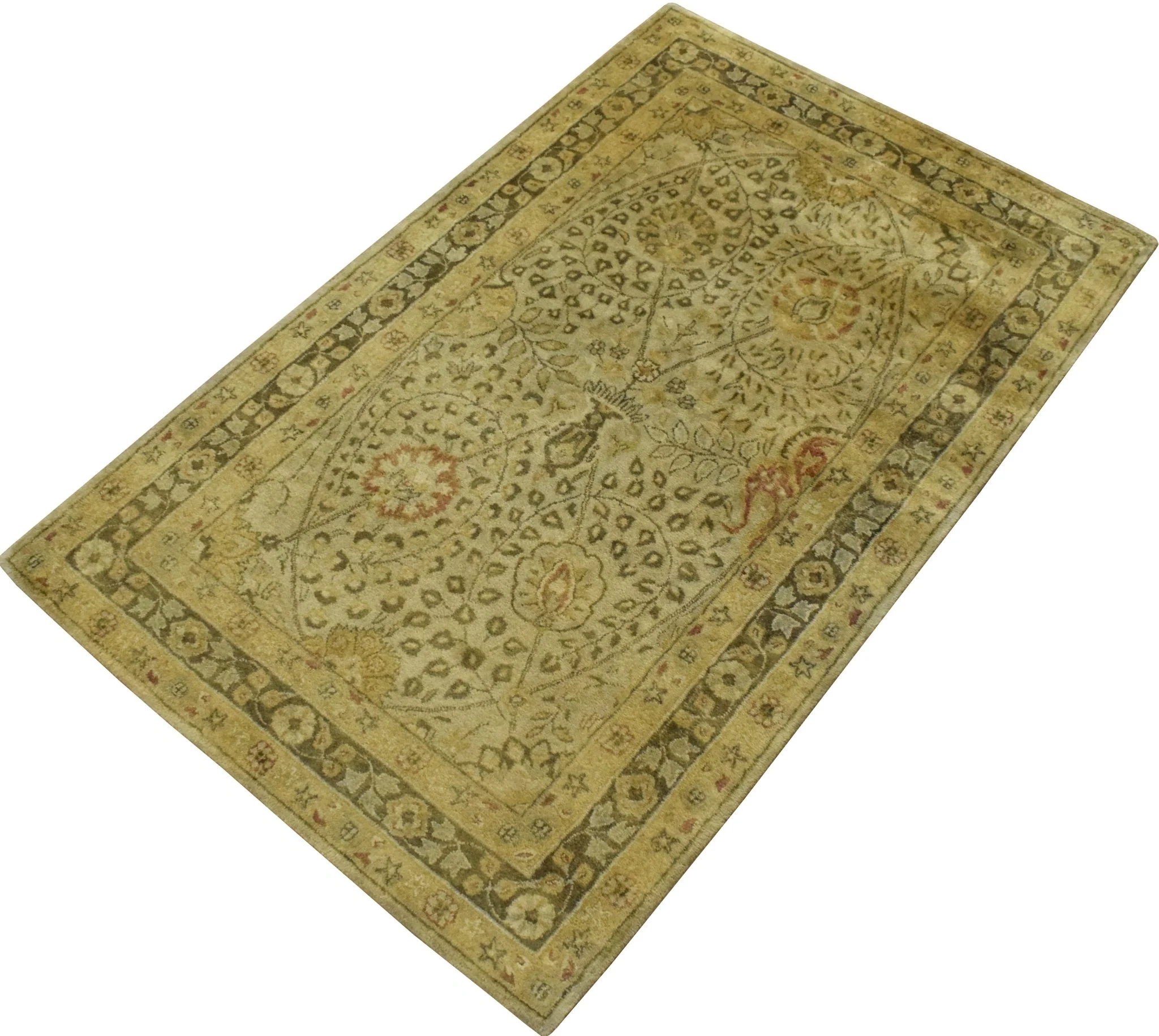 Luxury Antique Camel and Brown Floral Wool Area Rug | TUF29 - Image 5