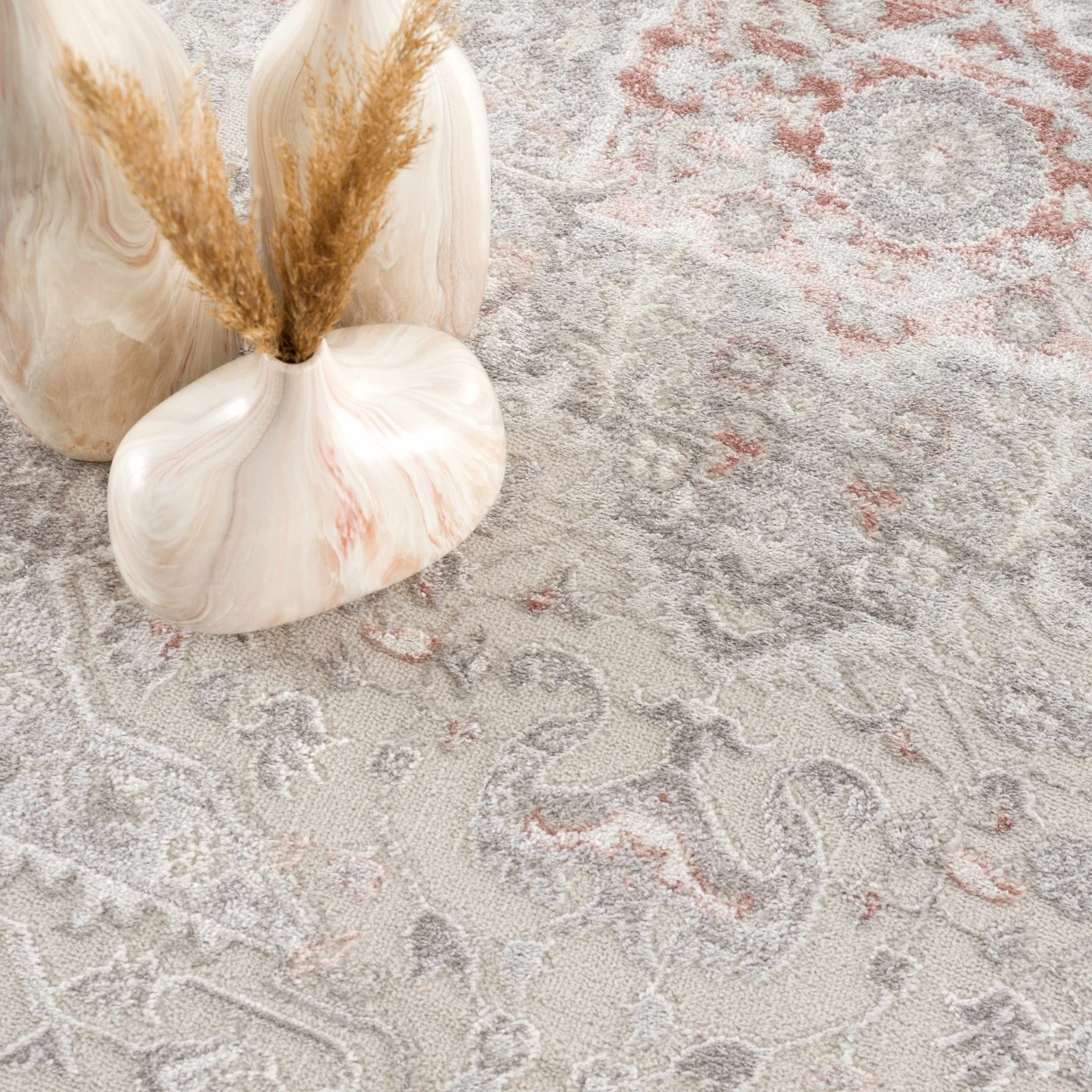 Carved Texture Beige, Gray and Rust Traditional Heriz Medallion Design Area Rug - Image 13