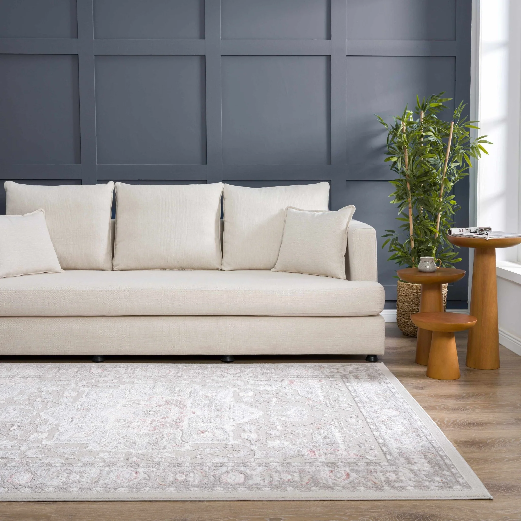 Carved Texture Beige, Gray and Rust Traditional Heriz Medallion Design Area Rug - Image 14