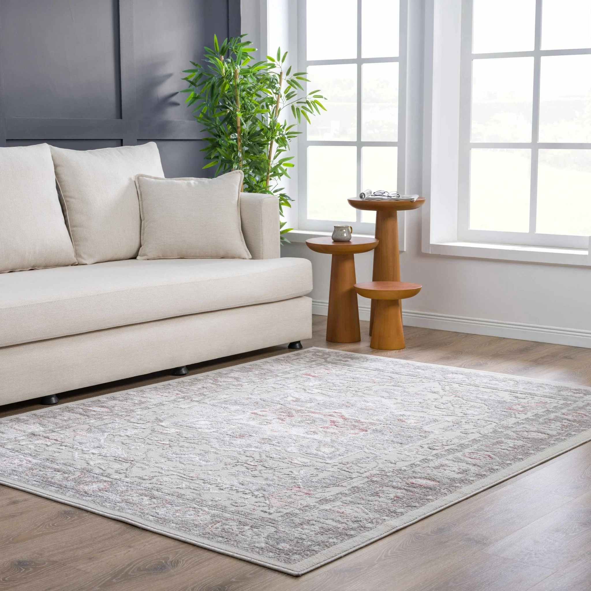 Carved Texture Beige, Gray and Rust Traditional Heriz Medallion Design Area Rug - Image 15