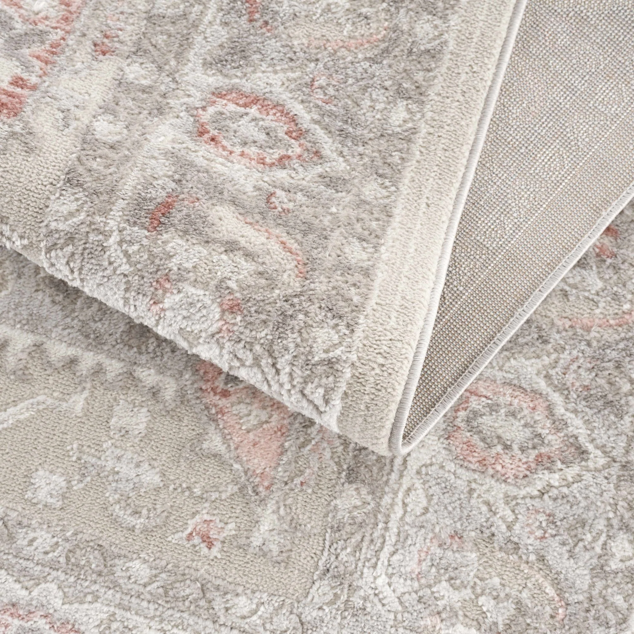 Carved Texture Beige, Gray and Rust Traditional Heriz Medallion Design Area Rug - Image 6