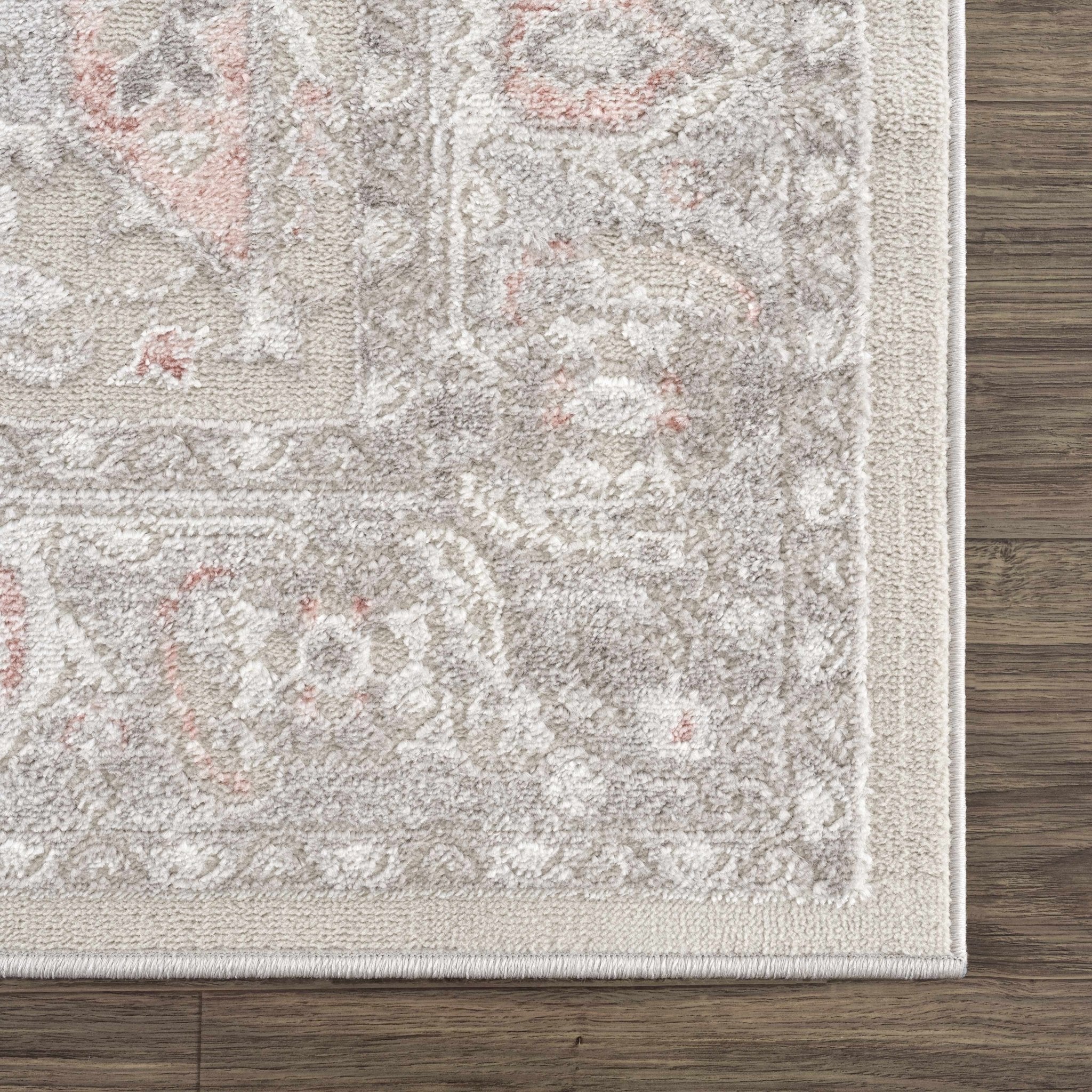 Carved Texture Beige, Gray and Rust Traditional Heriz Medallion Design Area Rug - Image 8