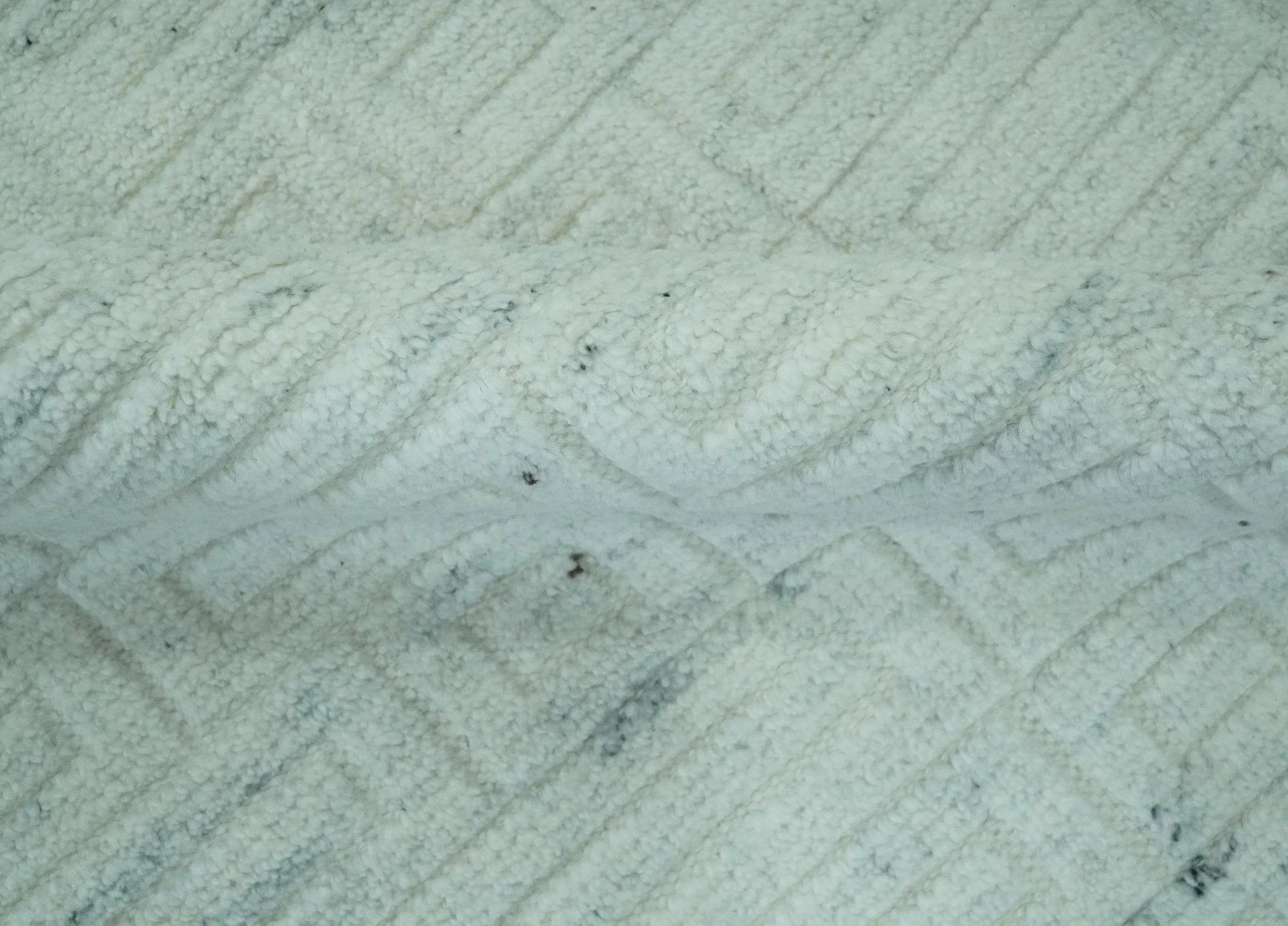 Carved Texture Modern Geometrical Design  Custom Made  Ivory and Light Blue Wool Area Rug - Image 9