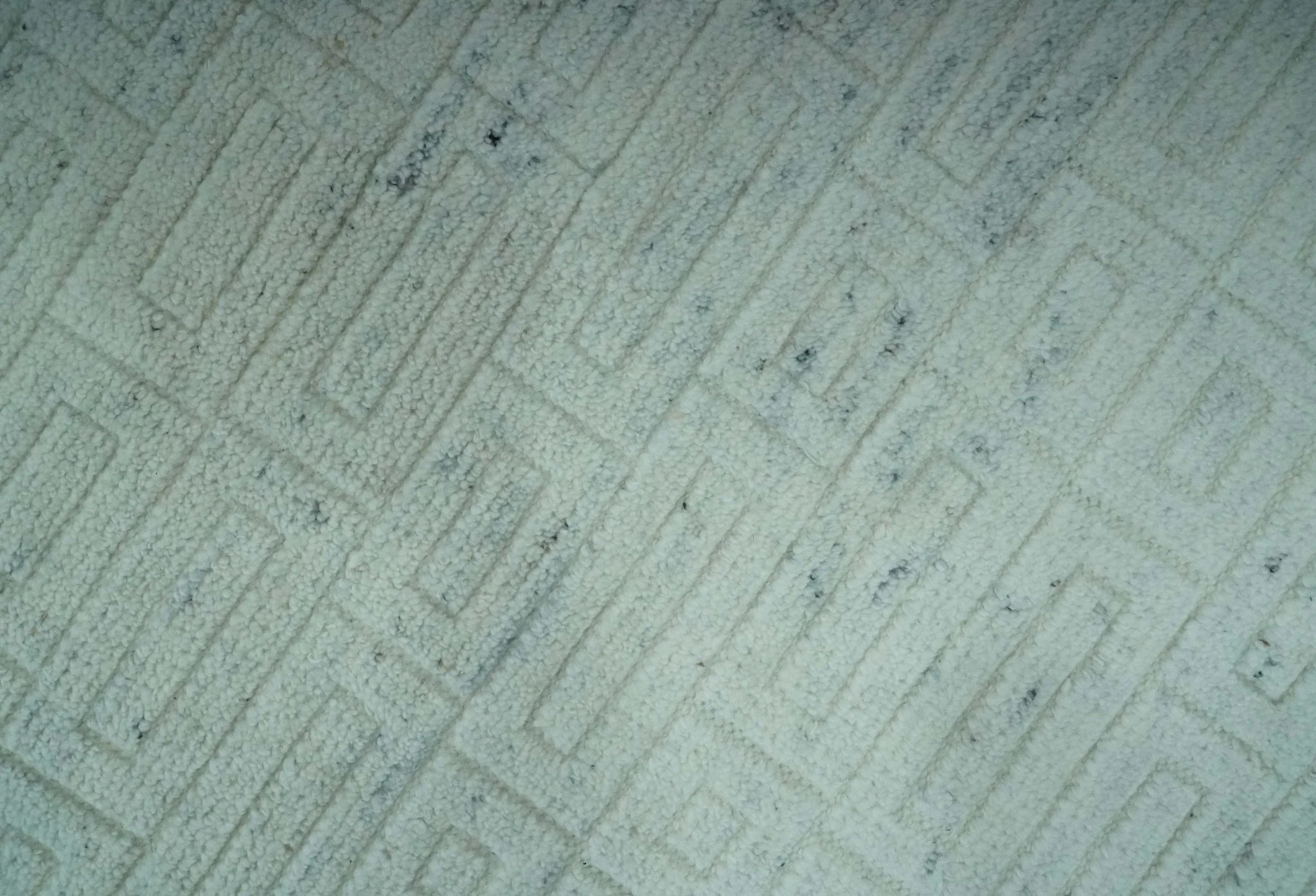 Carved Texture Modern Geometrical Bricks Design Ivory and Light Blue Hand Knotted 5x8 wool Area Rug - Image 4