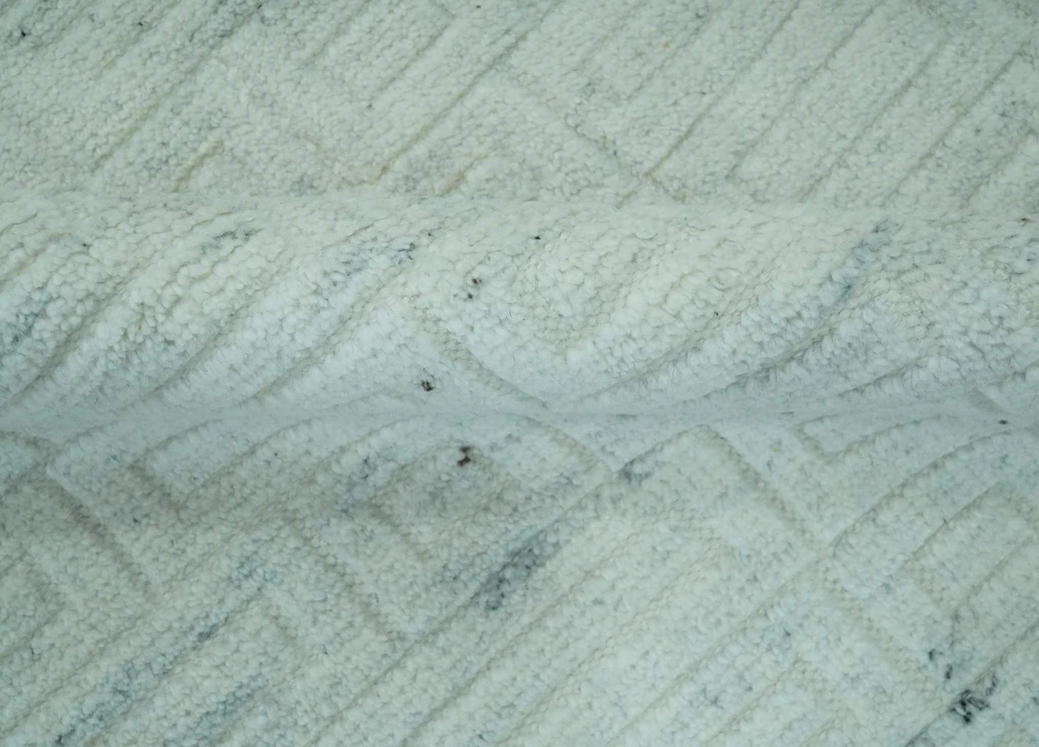 Carved Texture Modern Geometrical Bricks Design Ivory and Light Blue Hand Knotted 5x8 wool Area Rug - Image 7