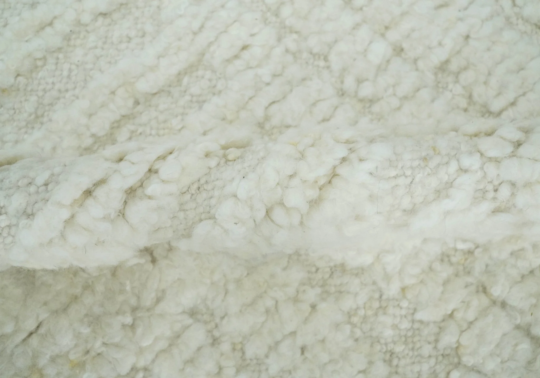 Contemporary High Low texture Hand knotted Ivory 8.6x9.10 wool Area Rug - Image 6