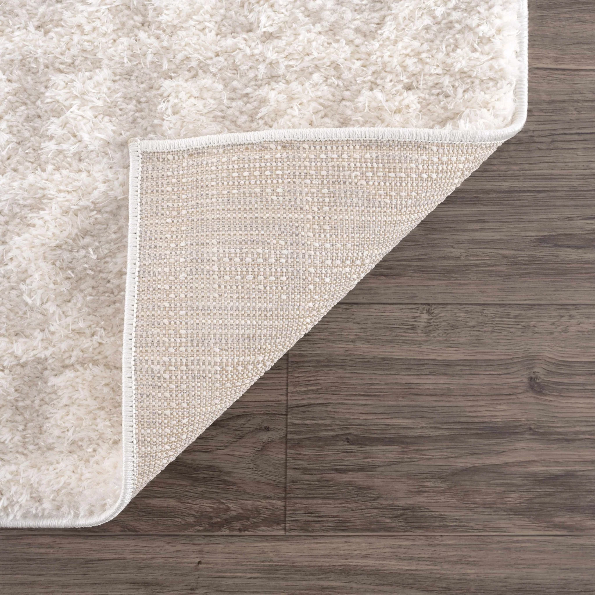 Modern Geometrical Texture Ivory Plush Pile Moroccan Style Area Rug - Image 10