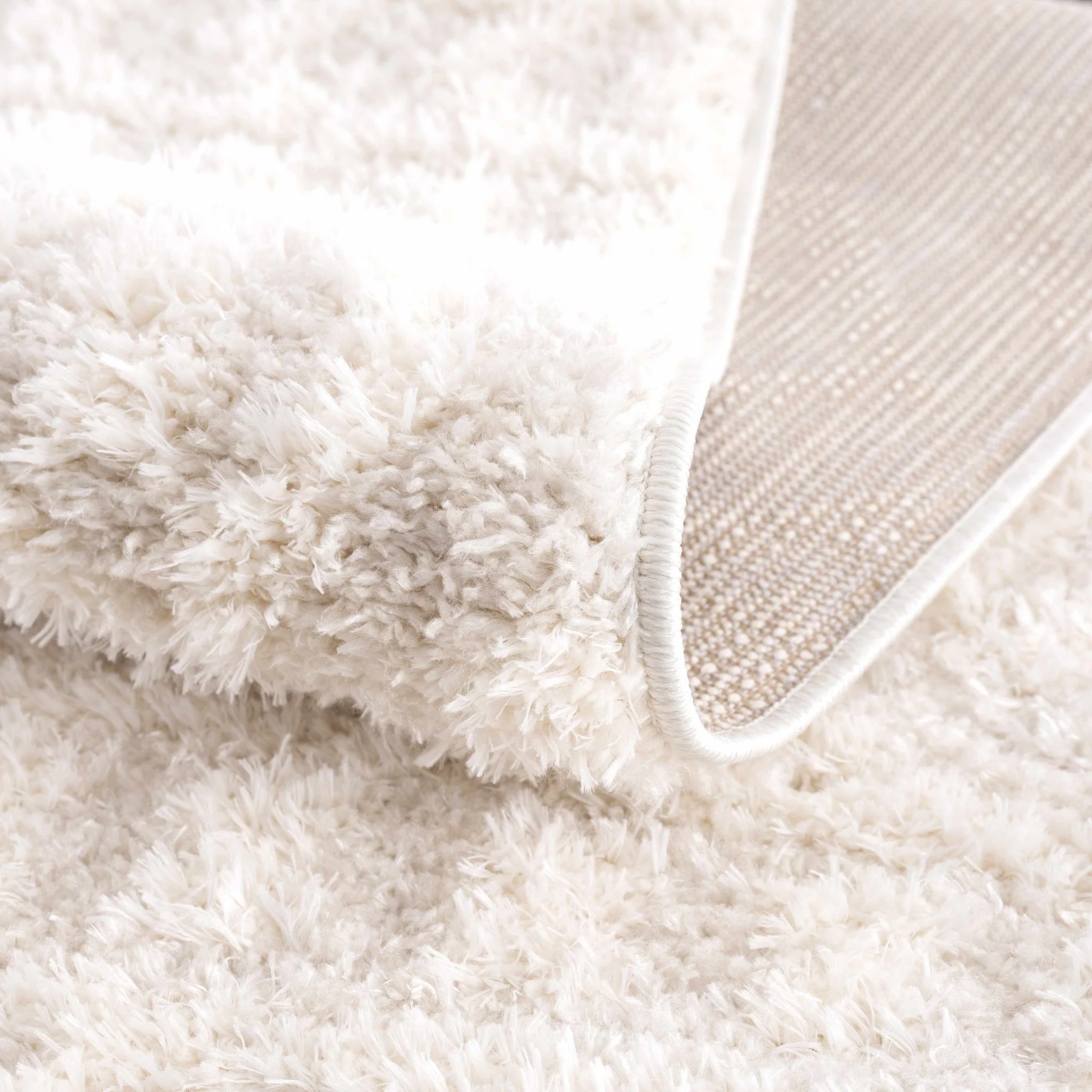 Modern Geometrical Texture Ivory Plush Pile Moroccan Style Area Rug - Image 13
