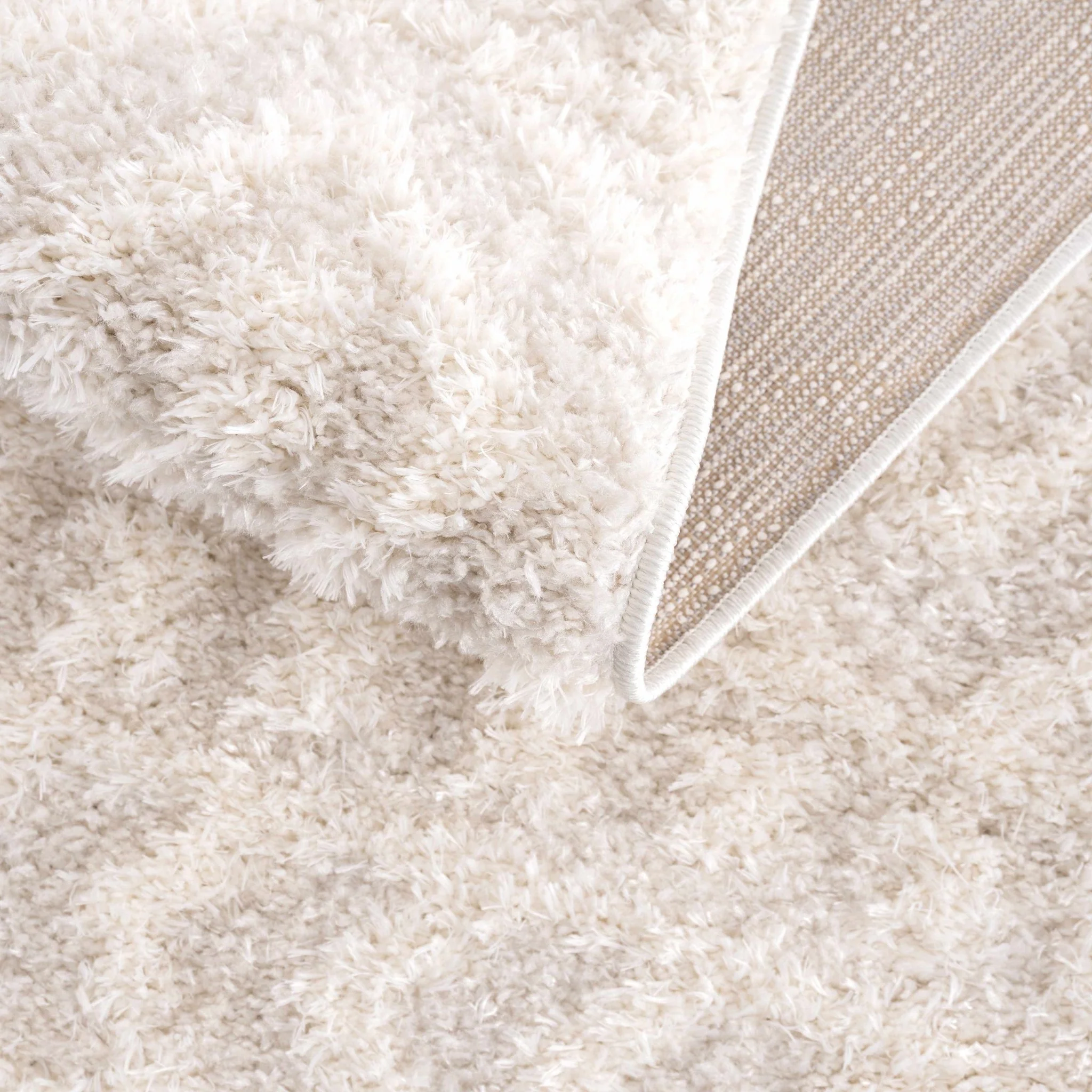 Modern Geometrical Texture Ivory Plush Pile Moroccan Style Area Rug - Image 14