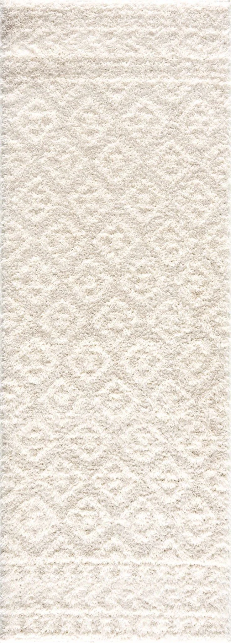 Modern Geometrical Texture Ivory Plush Pile Moroccan Style Area Rug - Image 8