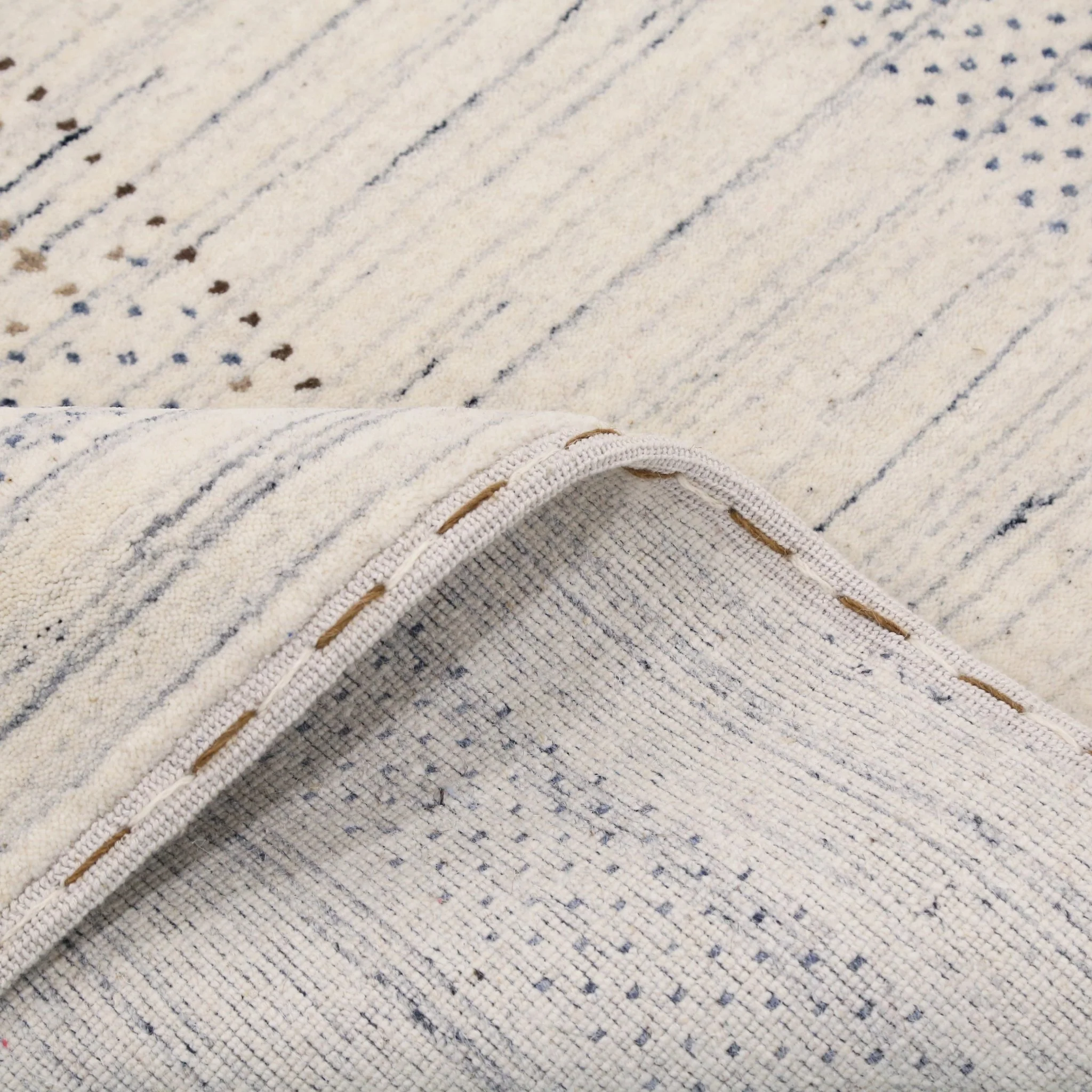 Center Pattern Natural Hand Loomed Wool Area Rug - Image 11