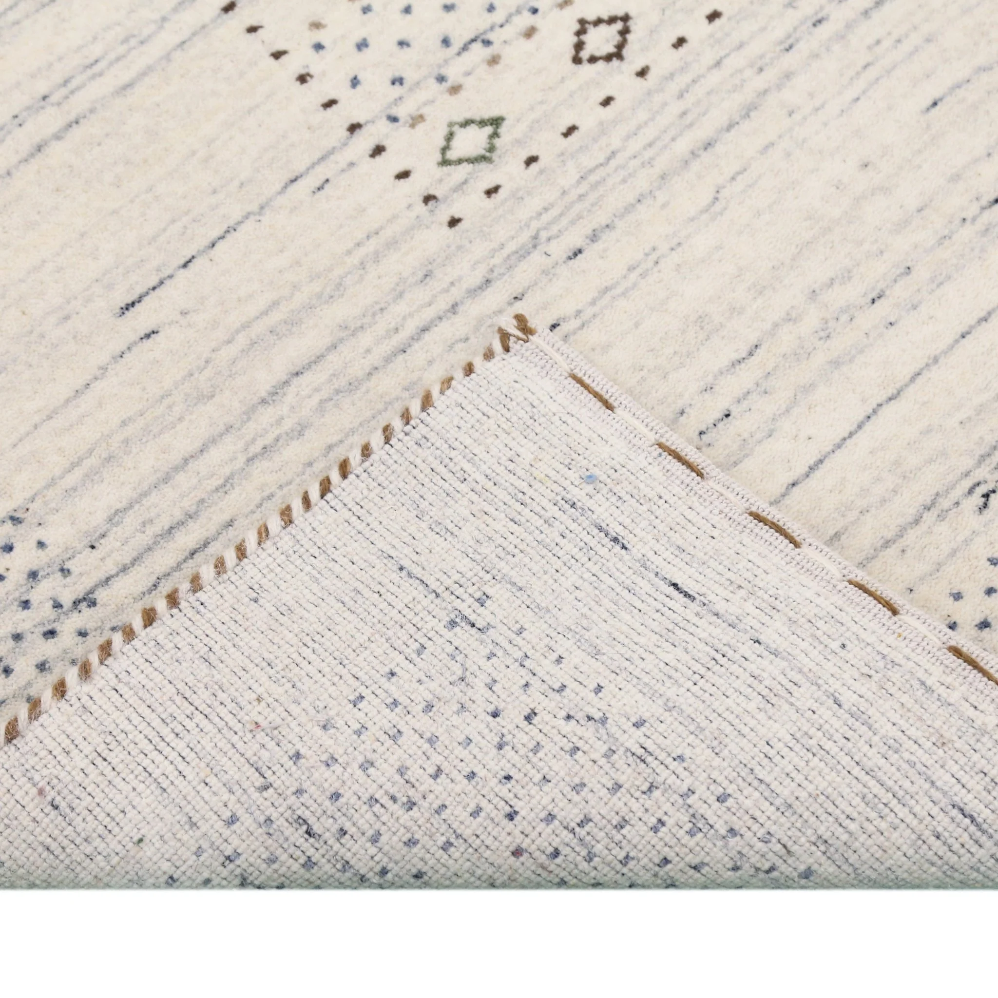 Center Pattern Natural Hand Loomed Wool Area Rug - Image 5