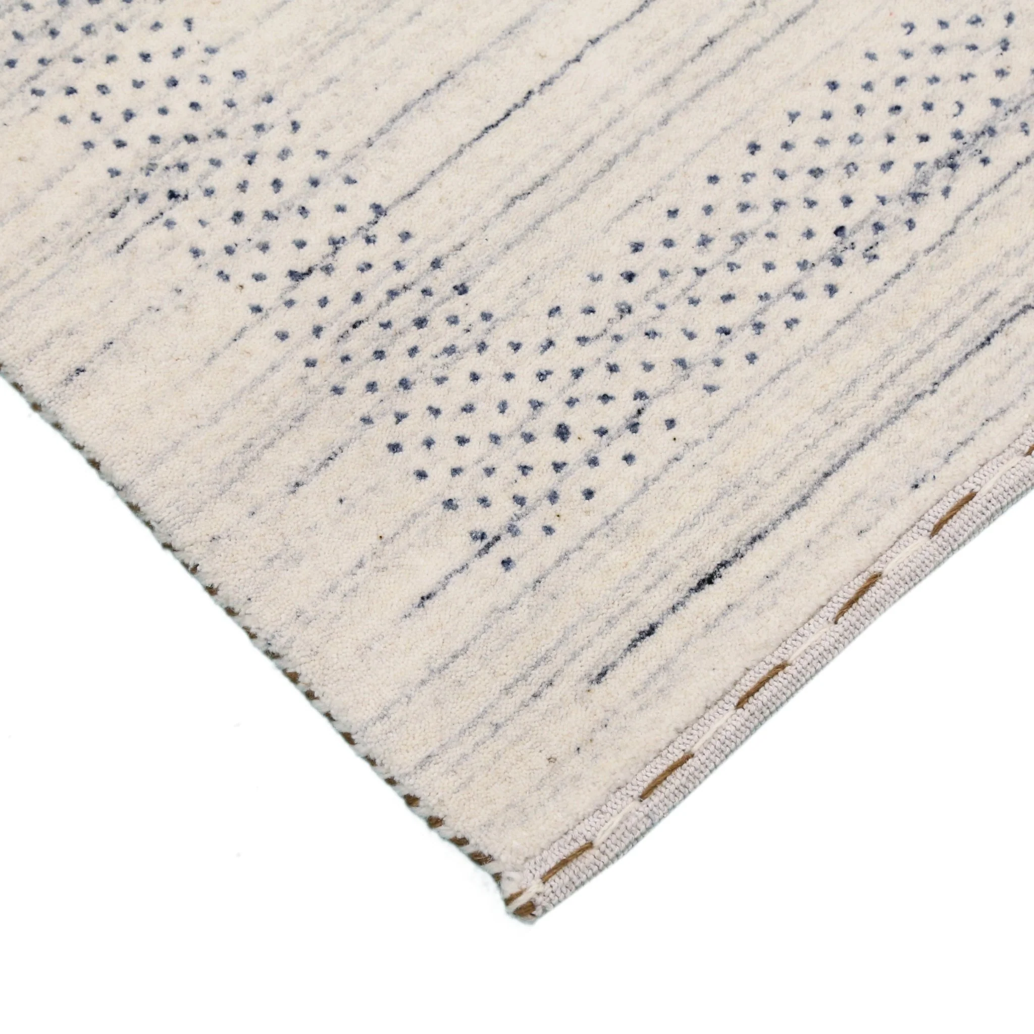 Center Pattern Natural Hand Loomed Wool Area Rug - Image 6