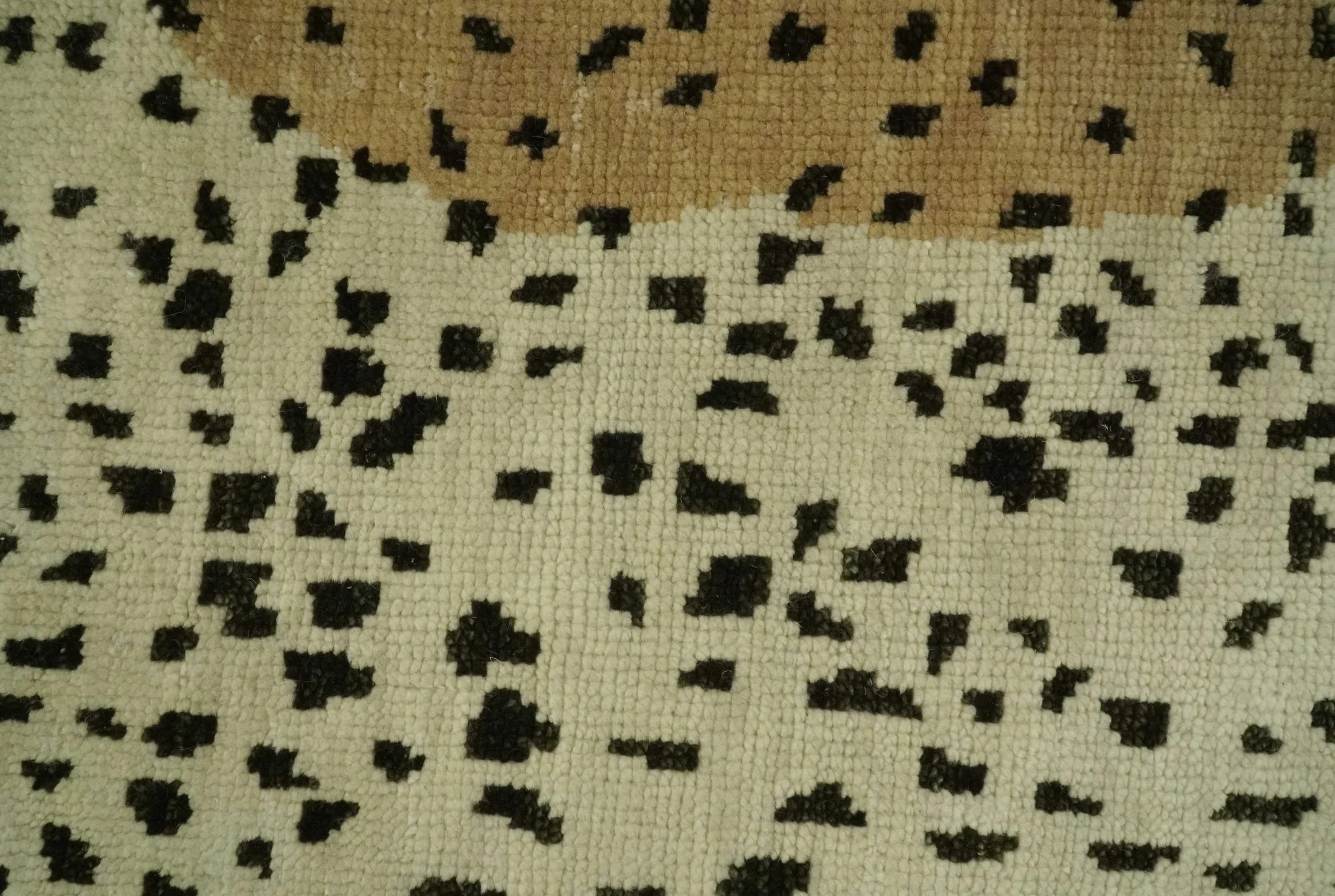 Chaia Dotted Beige, Camel and Charcoal Hand Knotted 2x3 wool area rug - Image 4