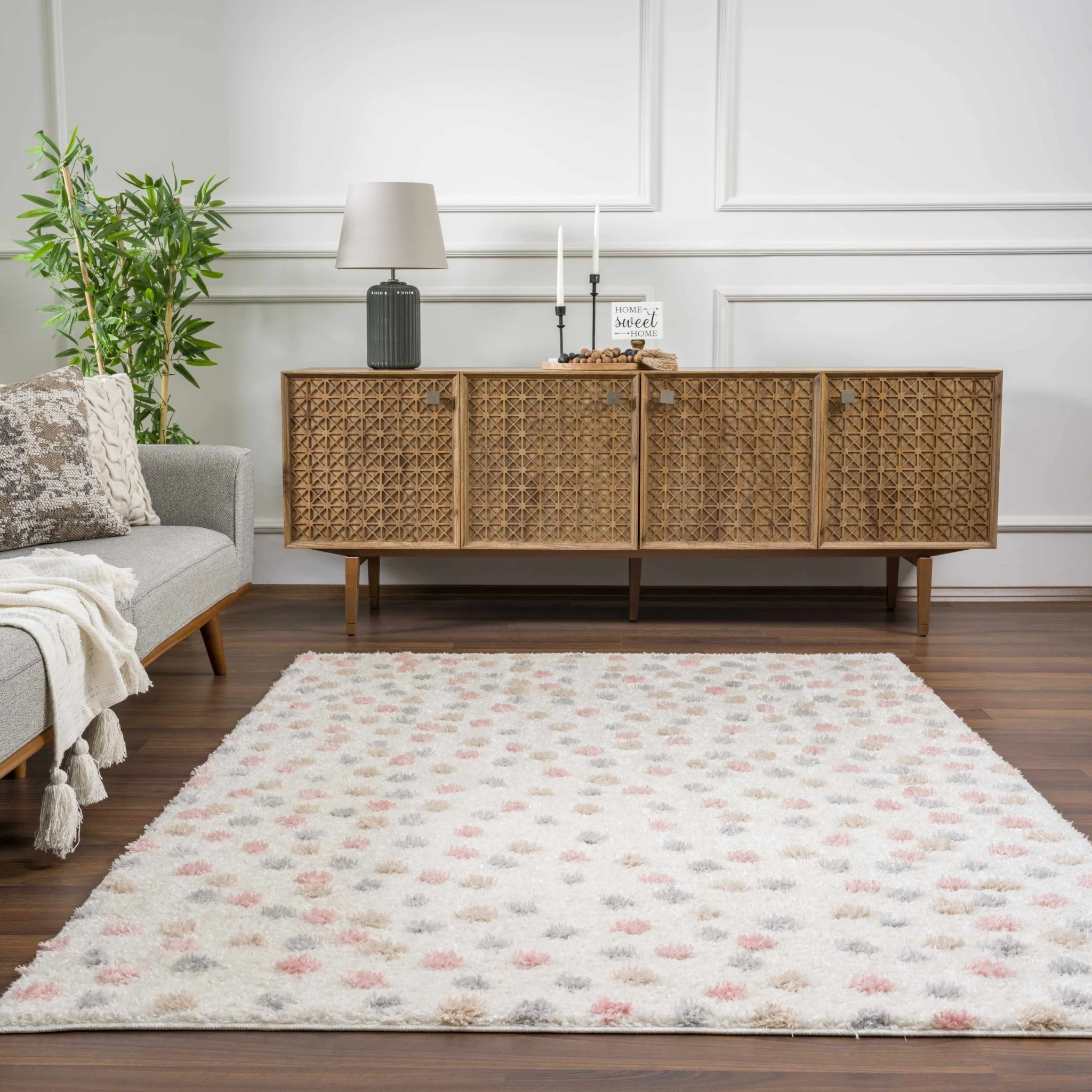Chaia Dotted Beige, Rust, Blue and Olive Plush Pile Moroccan design Area Rug - Image 21
