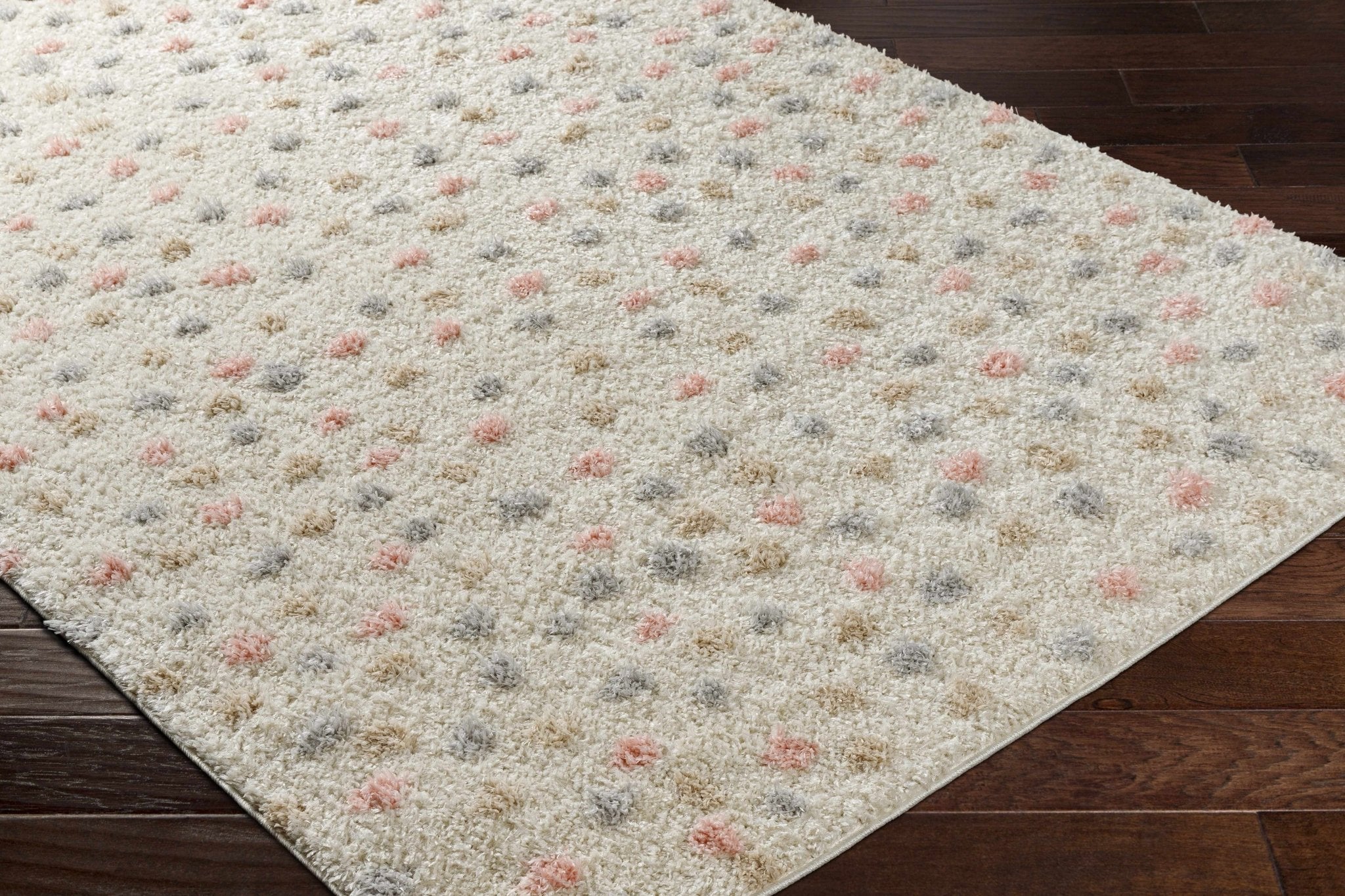 Chaia Dotted Beige, Rust, Blue and Olive Plush Pile Moroccan design Area Rug - Image 3