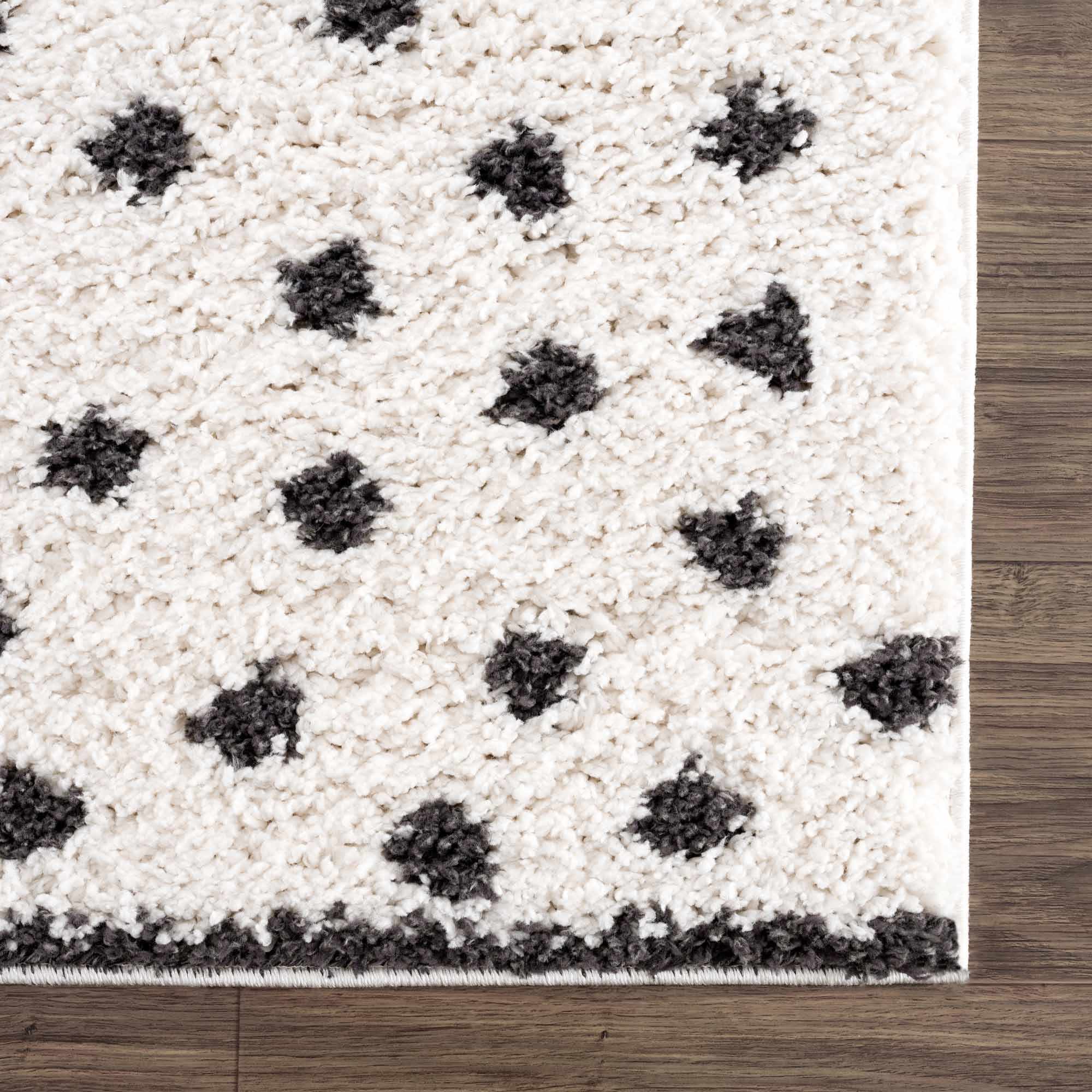 Contemporary Modern Chaia Dotted Black and Ivory Plush Pile Rug - Image 10
