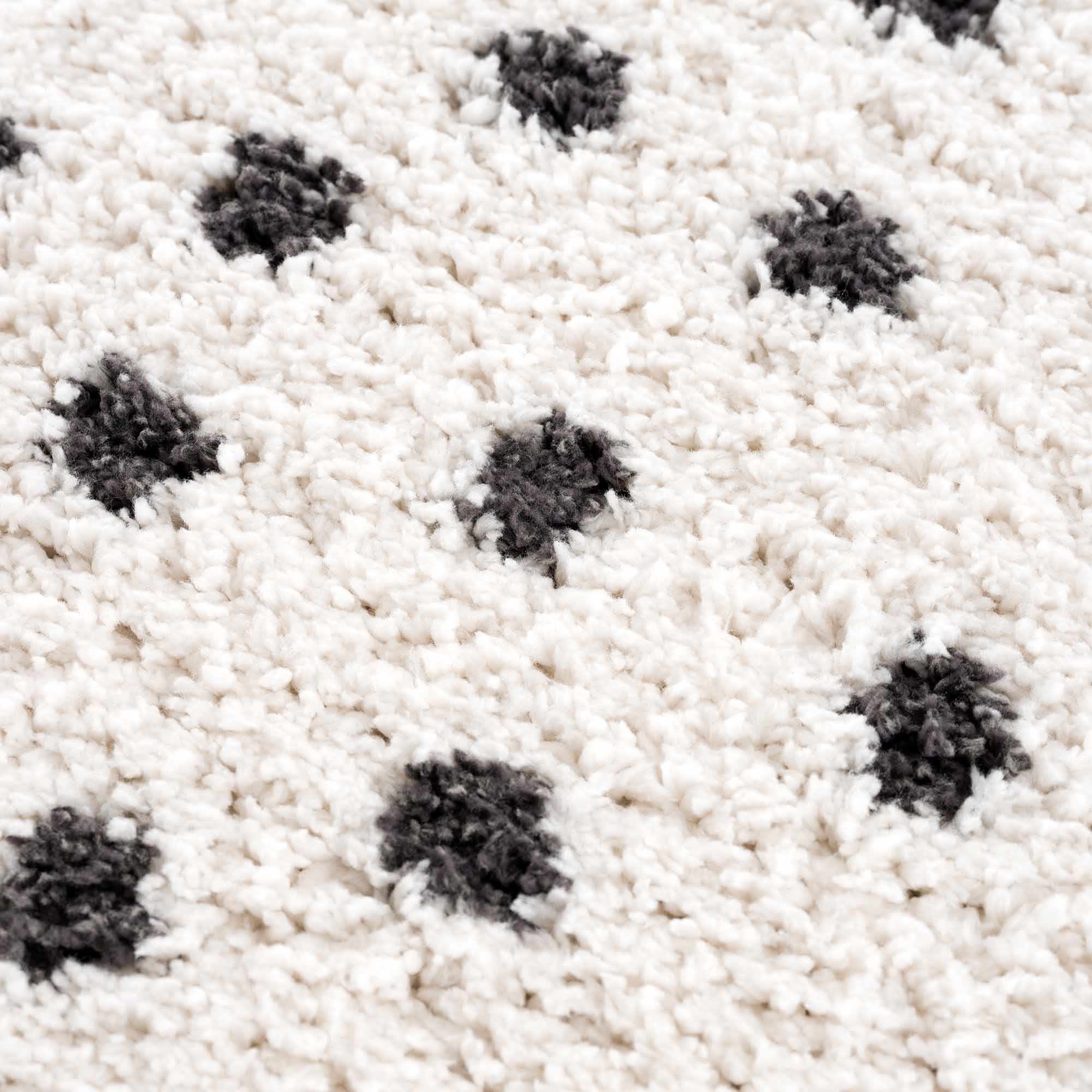 Contemporary Modern Chaia Dotted Black and Ivory Plush Pile Rug - Image 12