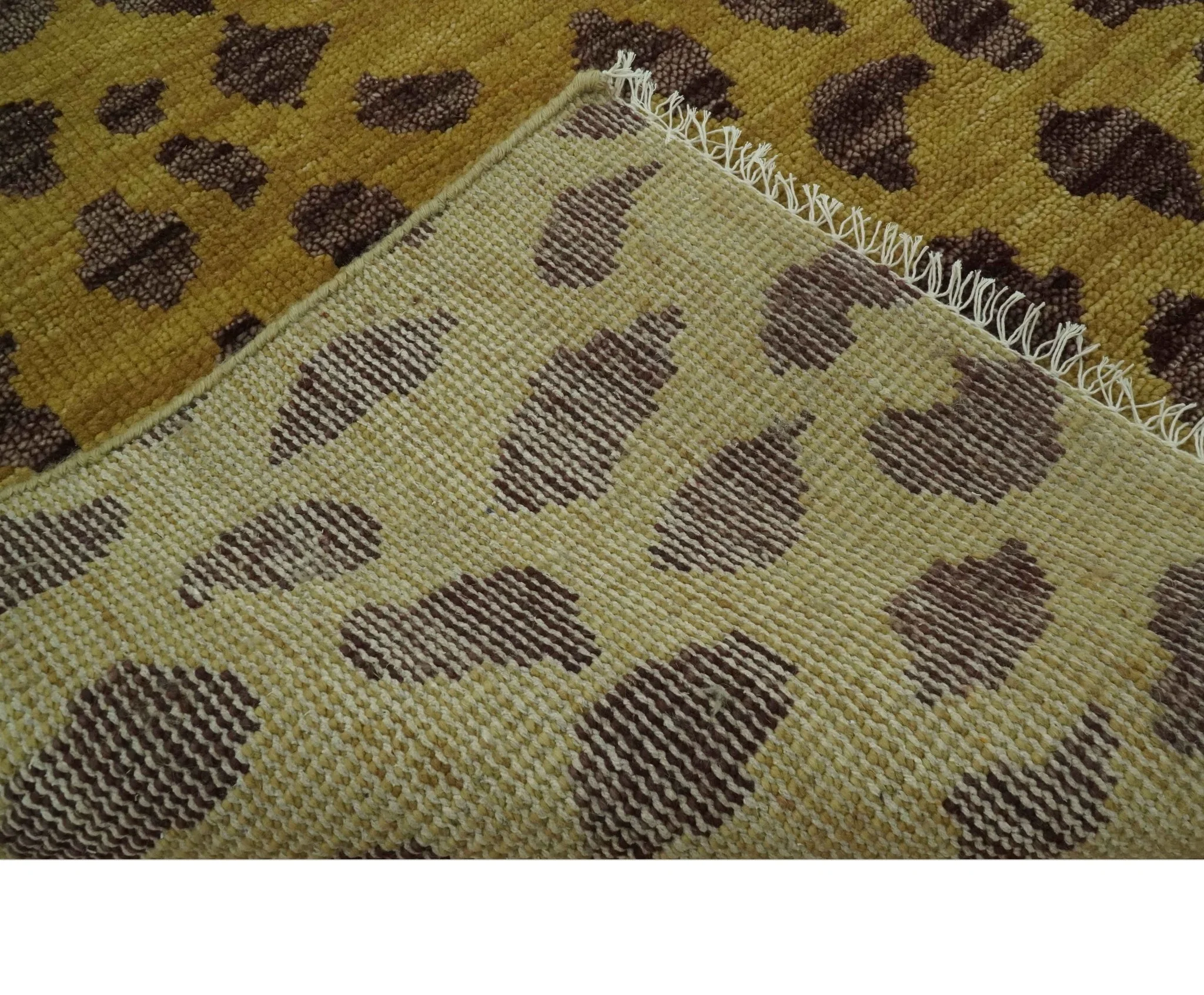 Chaia Dotted Golden-Brown and Purple Hand Knotted 8x10 wool area rug - Image 7