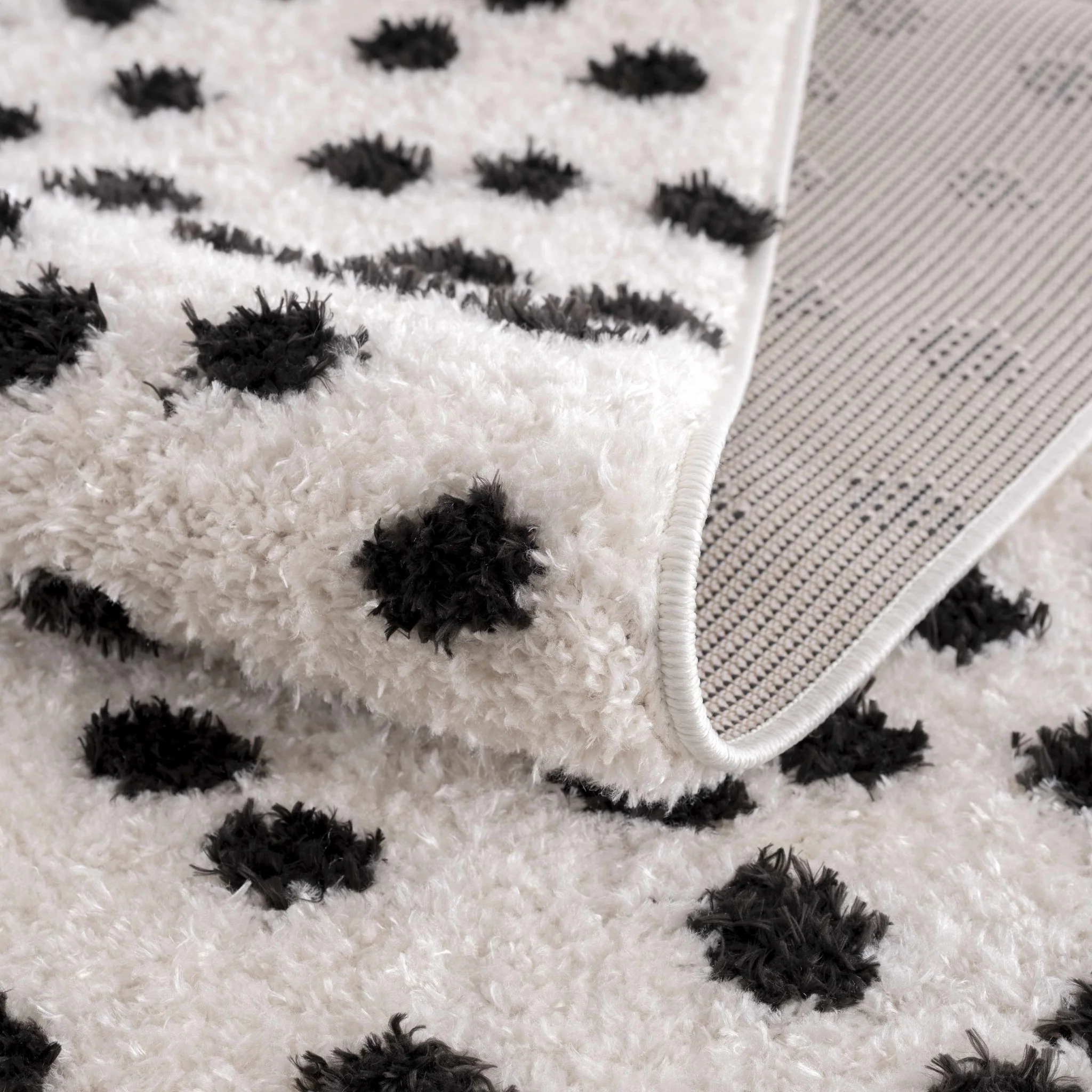 Chaia Dotted Contemporary Ivory and Black Plush Pile Area Rug - Image 10