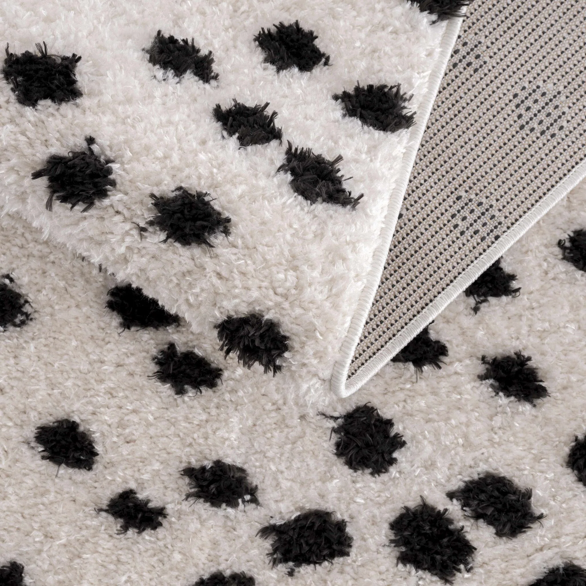 Chaia Dotted Contemporary Ivory and Black Plush Pile Area Rug - Image 12