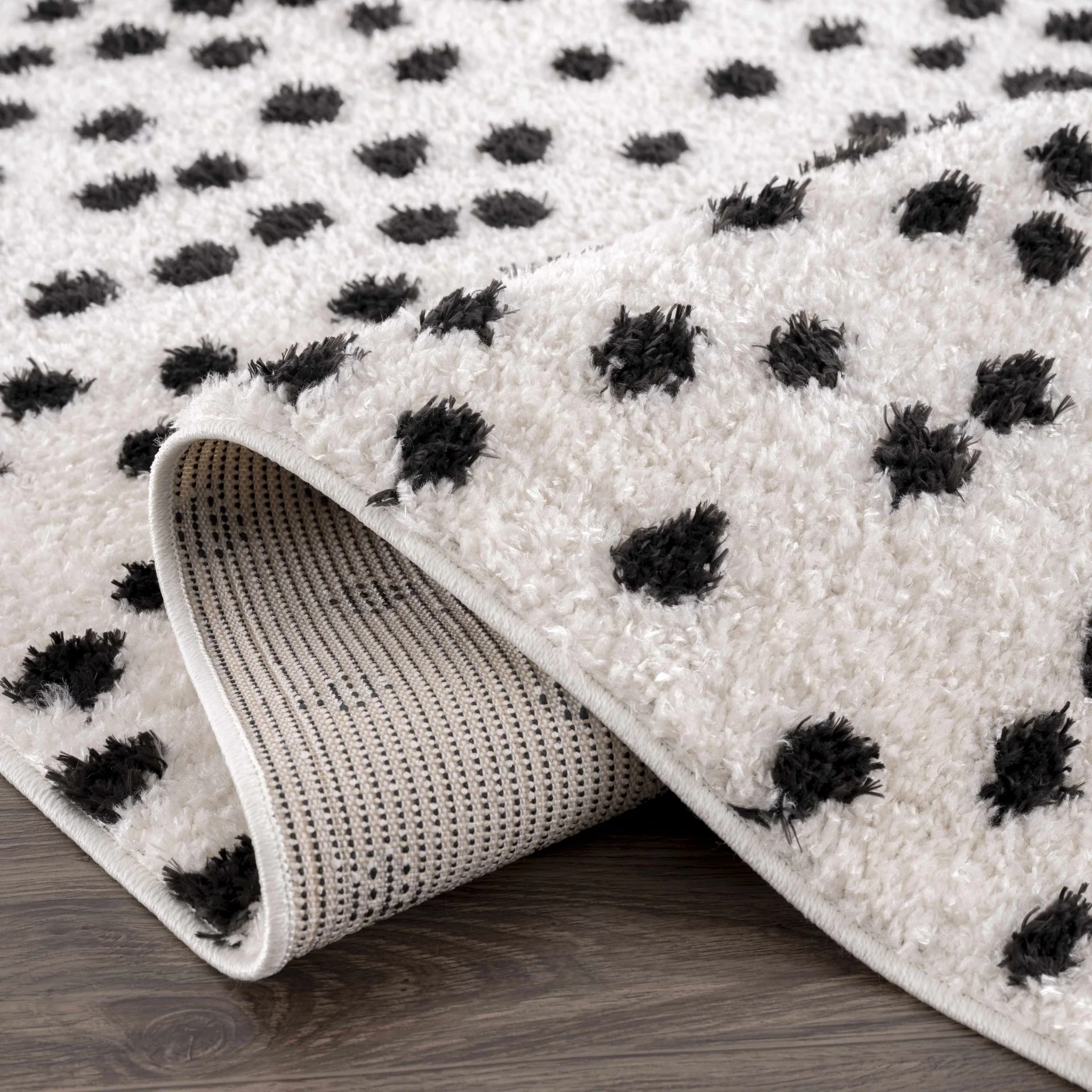 Chaia Dotted Contemporary Ivory and Black Plush Pile Area Rug - Image 14