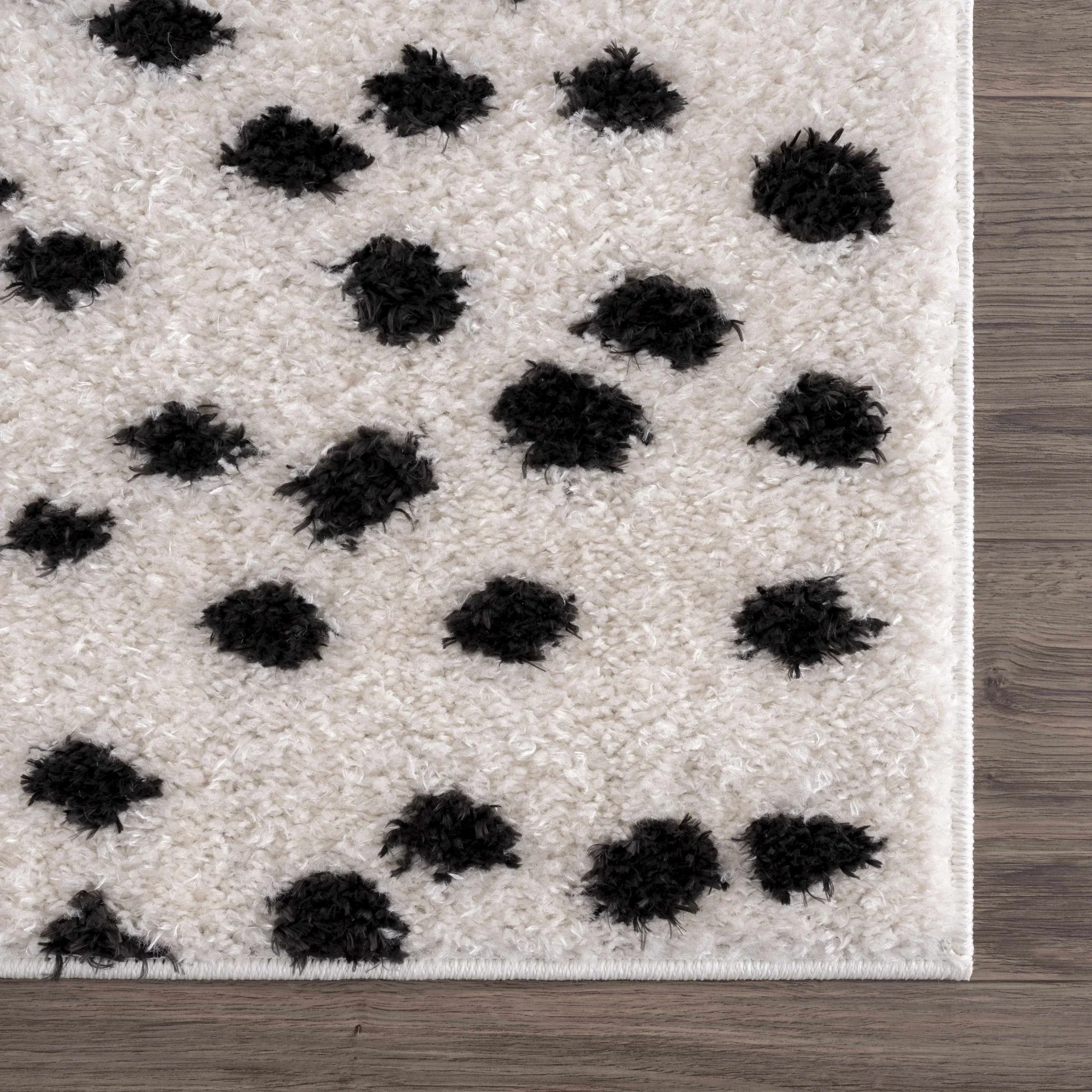 Chaia Dotted Contemporary Ivory and Black Plush Pile Area Rug - Image 15
