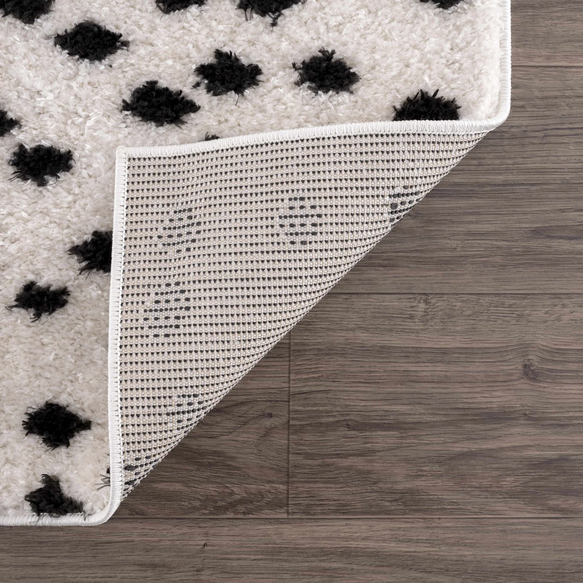 Chaia Dotted Contemporary Ivory and Black Plush Pile Area Rug - Image 6