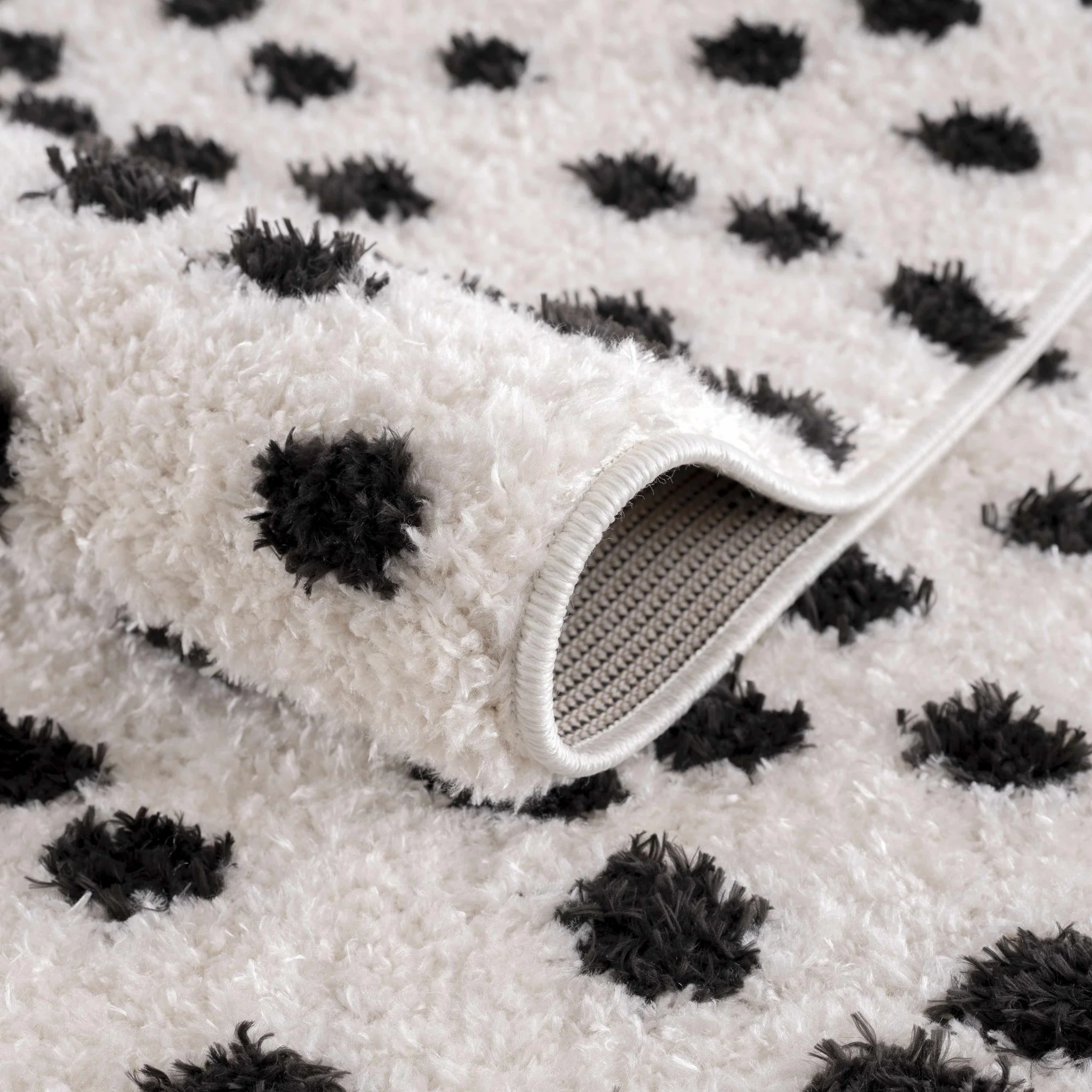 Chaia Dotted Contemporary Ivory and Black Plush Pile Area Rug - Image 8