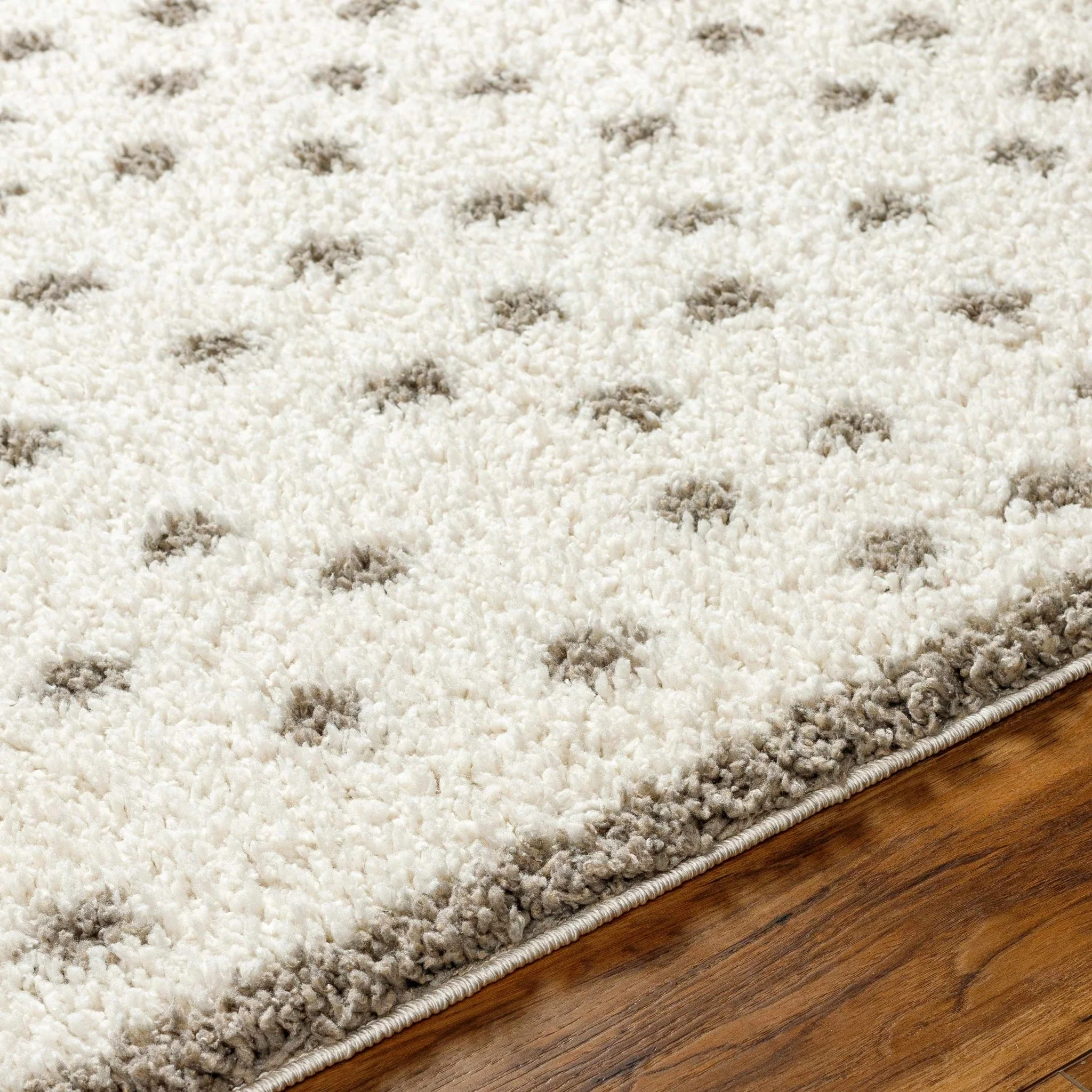 Contemporary Chaia Dotted Ivory and Brown Plush Pile Rug - Image 8