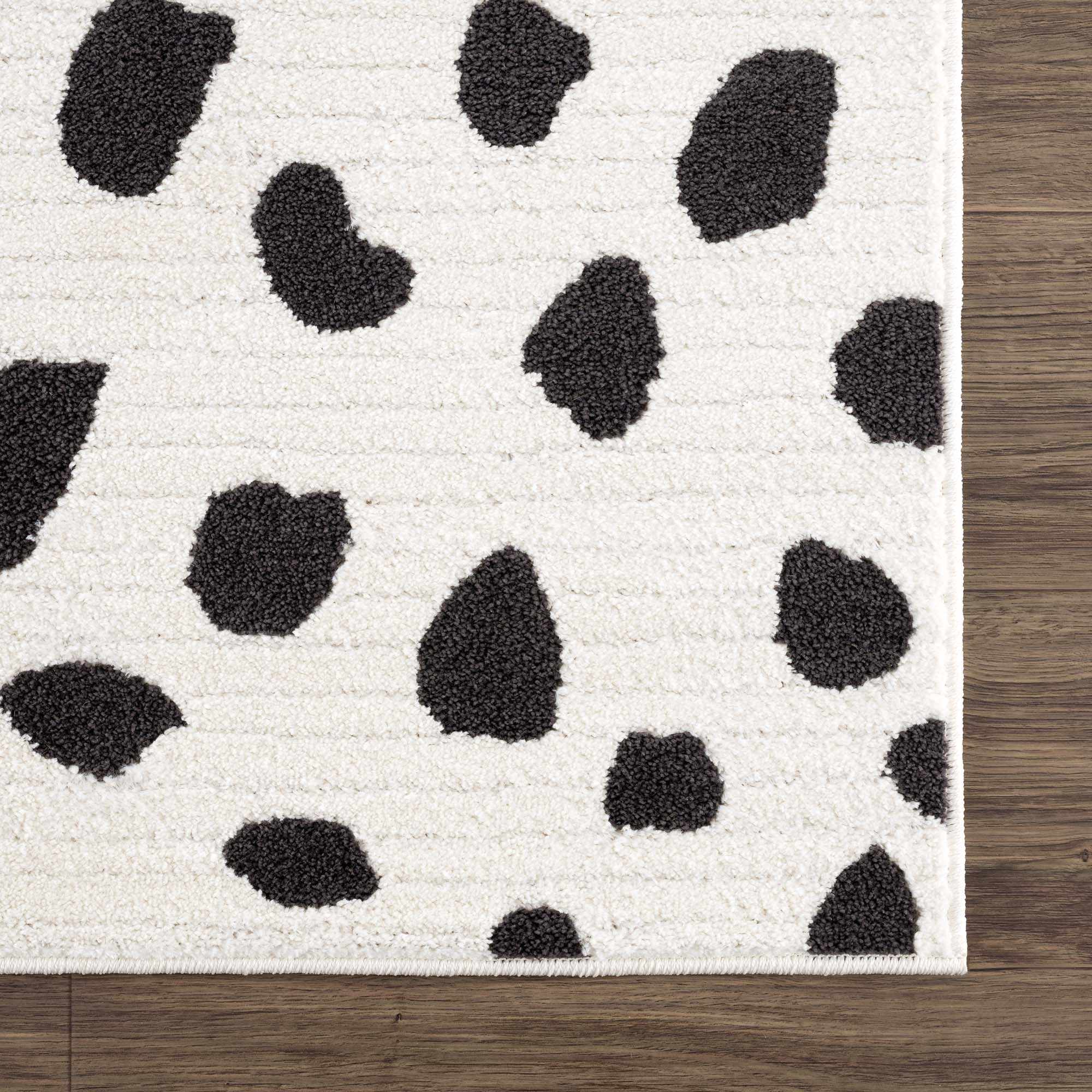 Chaia Dotted Modern Ivory and Charcoal Stripes Texture area rug - Image 10