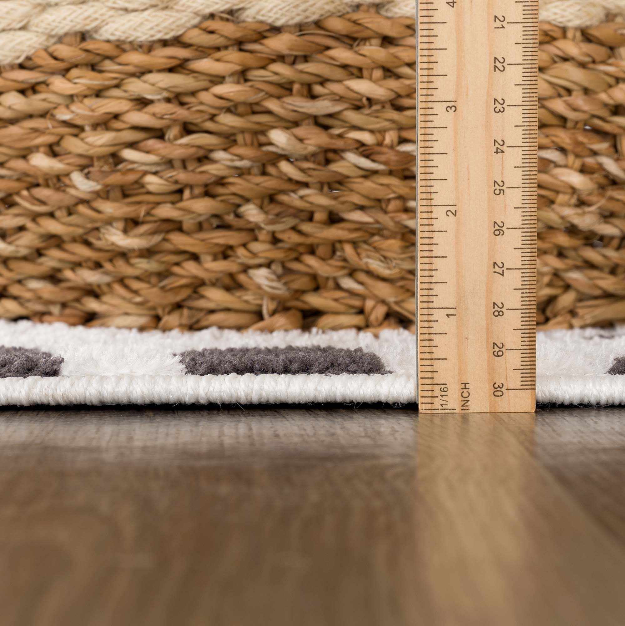 Chaia Dotted Modern Ivory and Charcoal Stripes Texture area rug - Image 11
